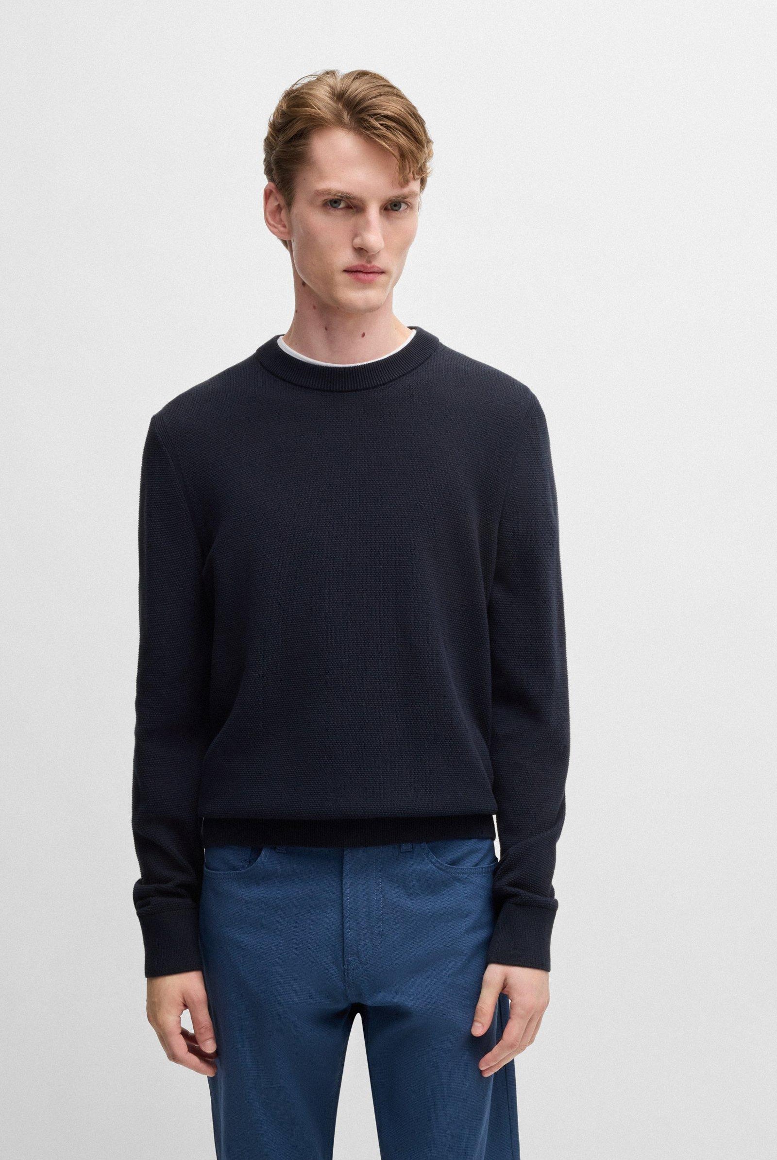 Maglione in cotone lavorato grana riso