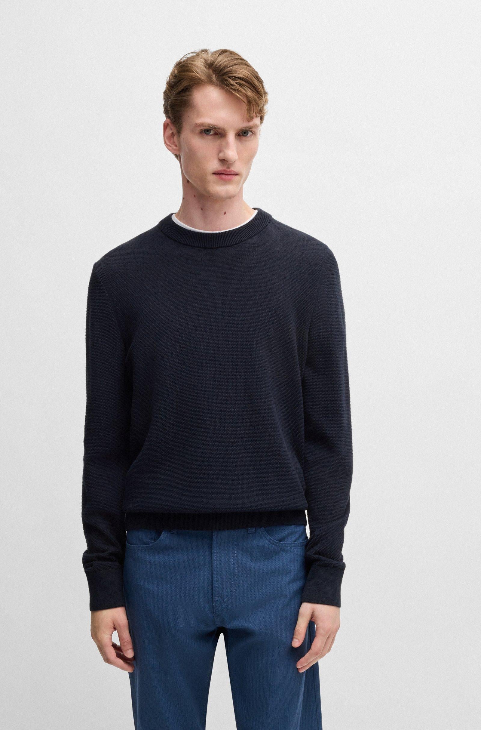 Maglione in cotone lavorato grana riso