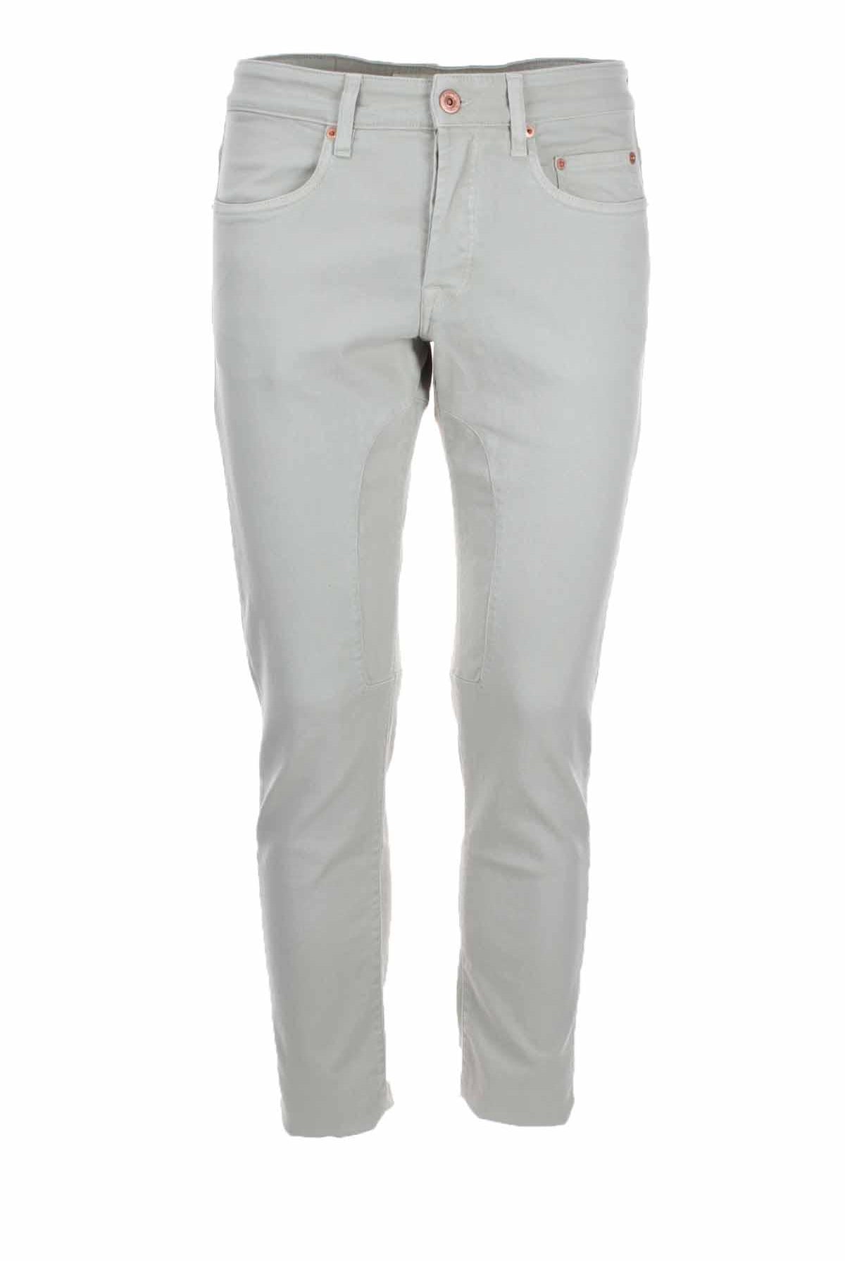 Pantalone 5 tasche in cotone con toppa