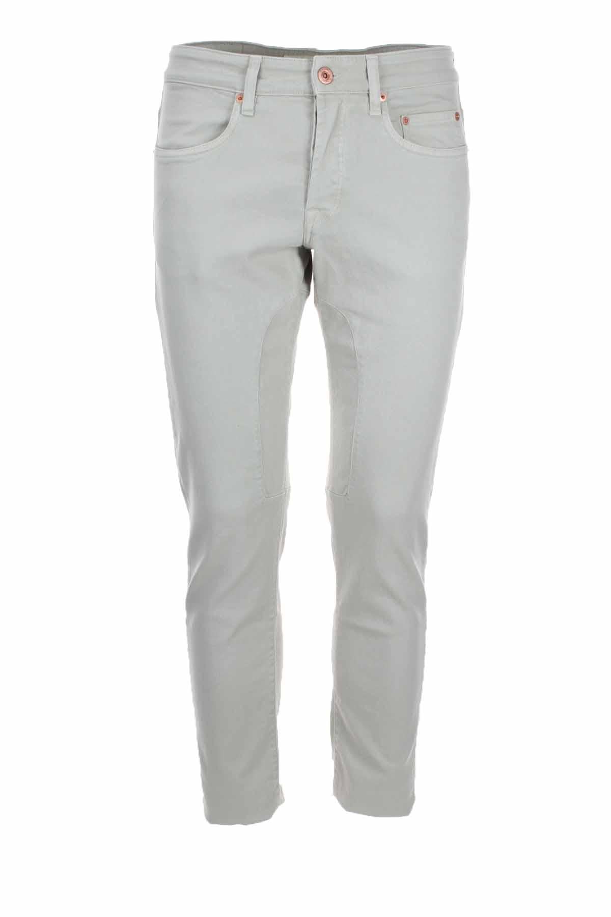 Pantalone 5 tasche in cotone con toppa