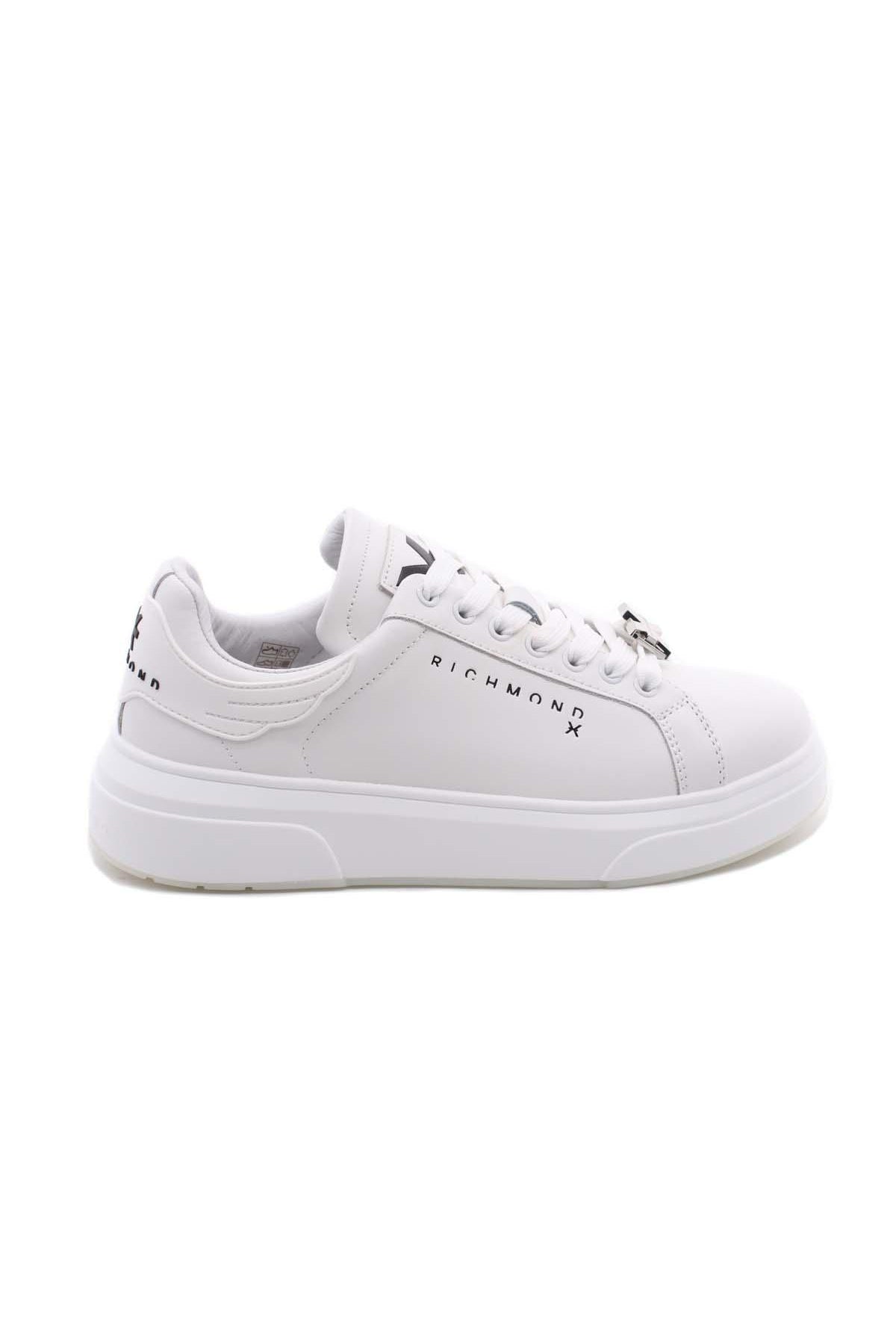 Sneaker in pelle liscia all white con logo