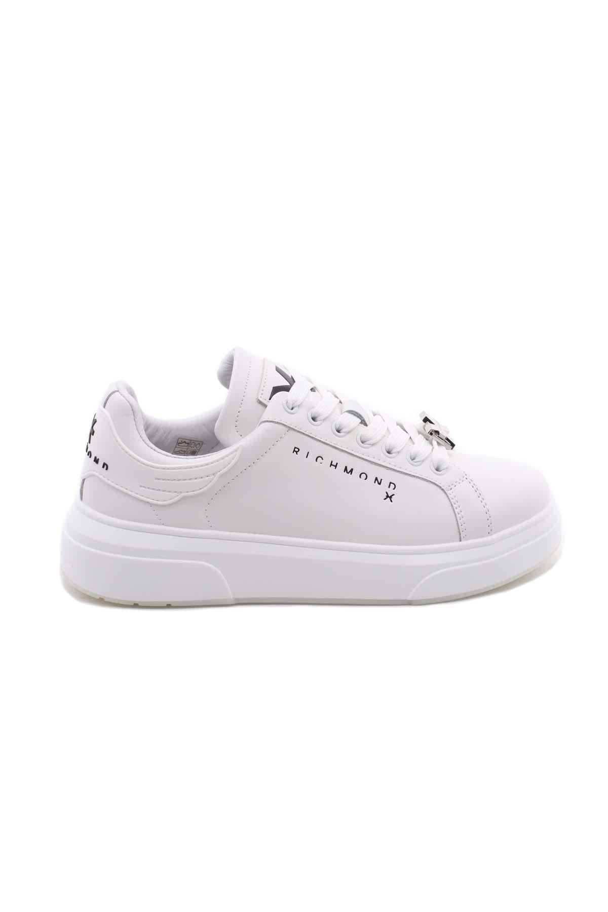Sneaker in pelle liscia all white con logo