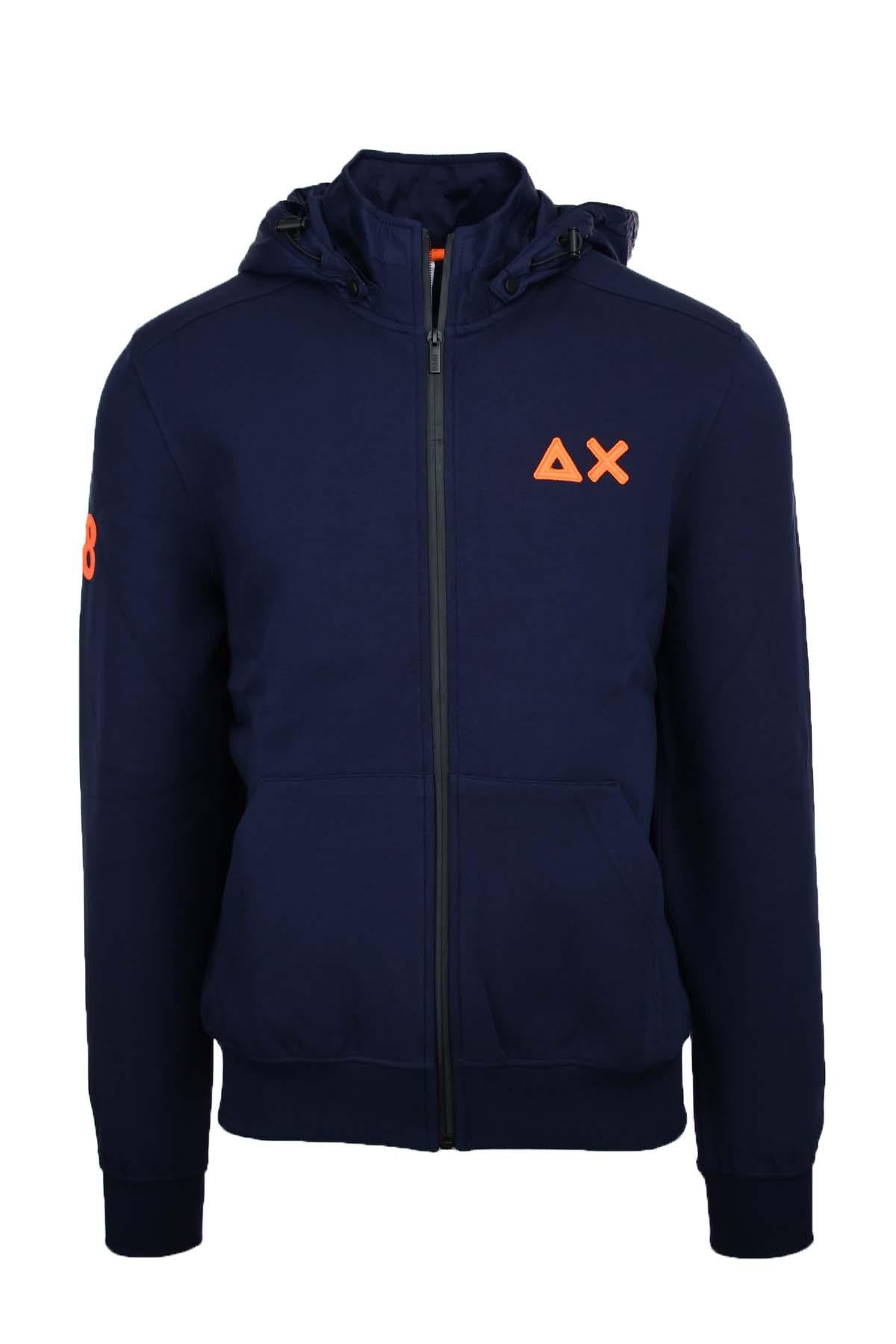 felpa cardigan zip con cappuccio dettagli fluo