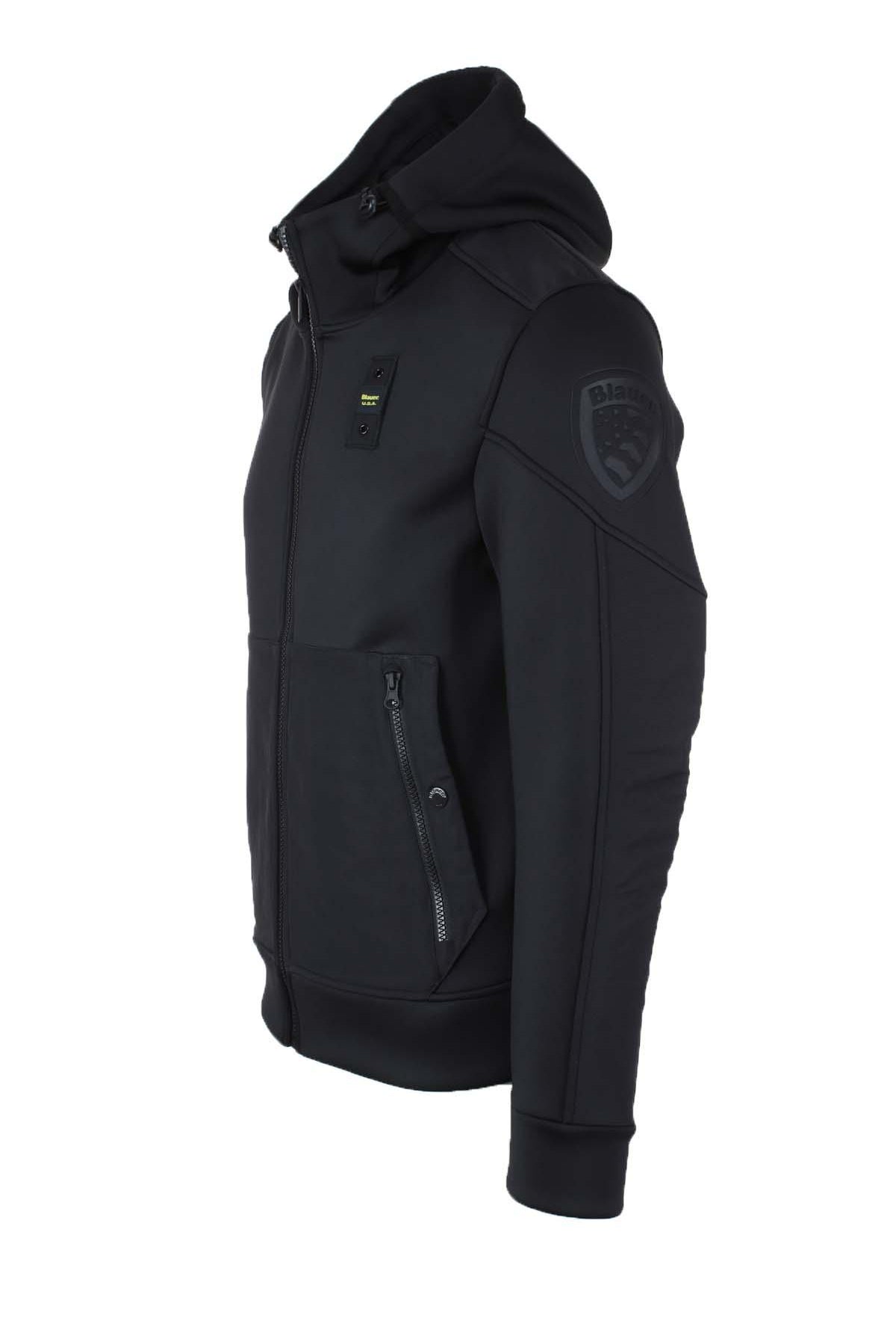 Felpa zip in neoprene con cappuccio
