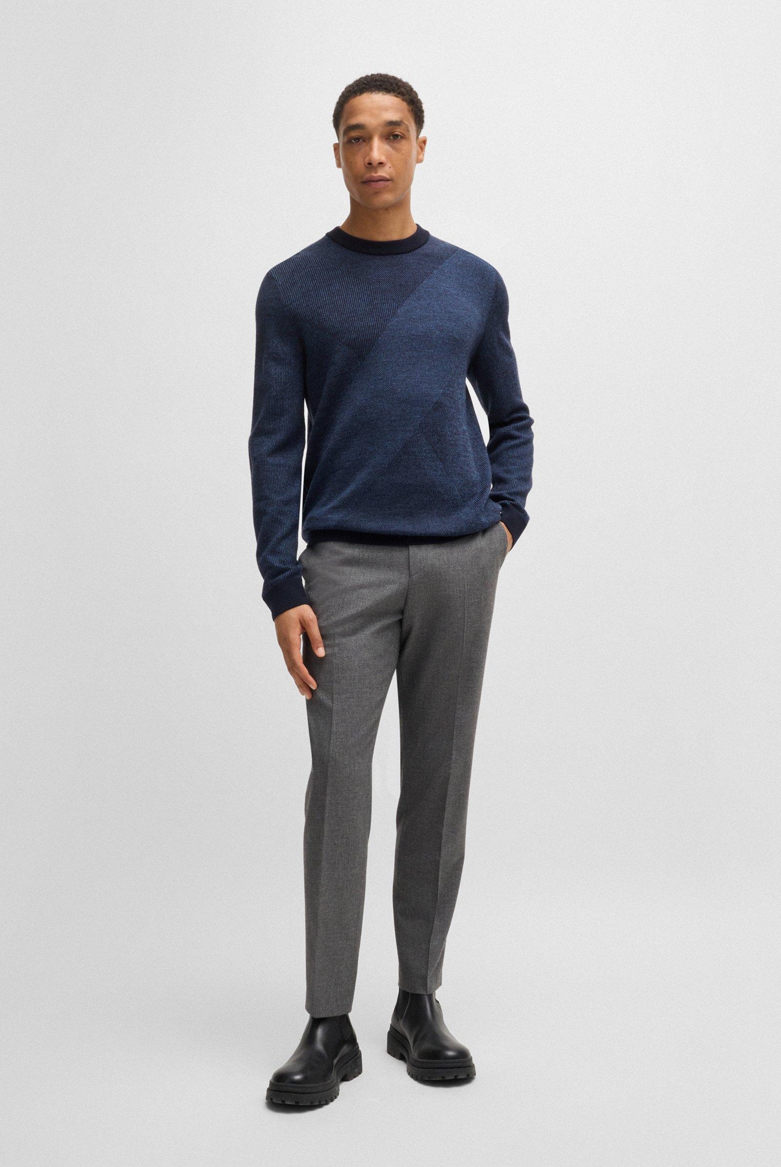 Maglia girocollo in lana jacquard bicolore