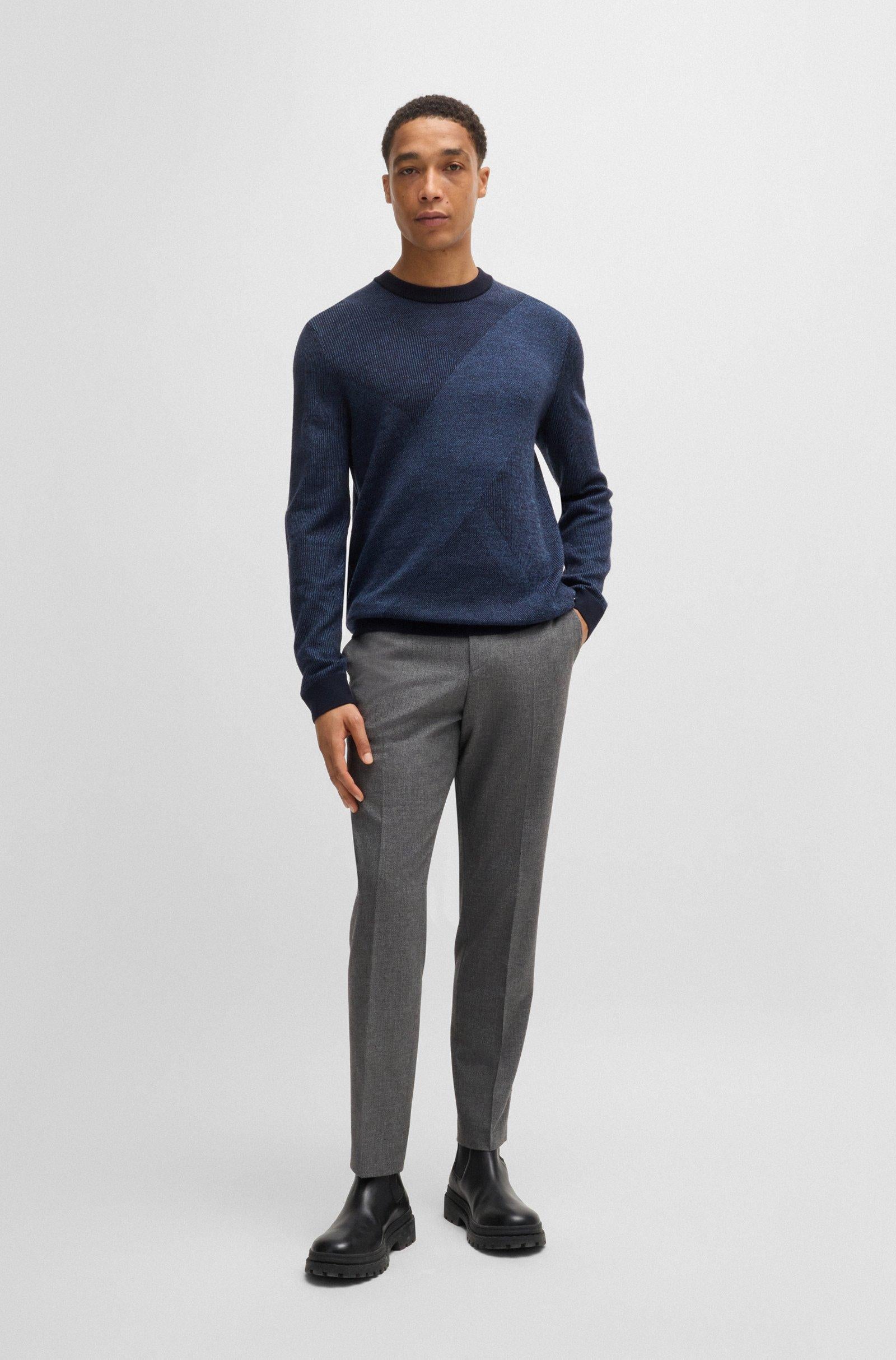 Maglia girocollo in lana jacquard bicolore