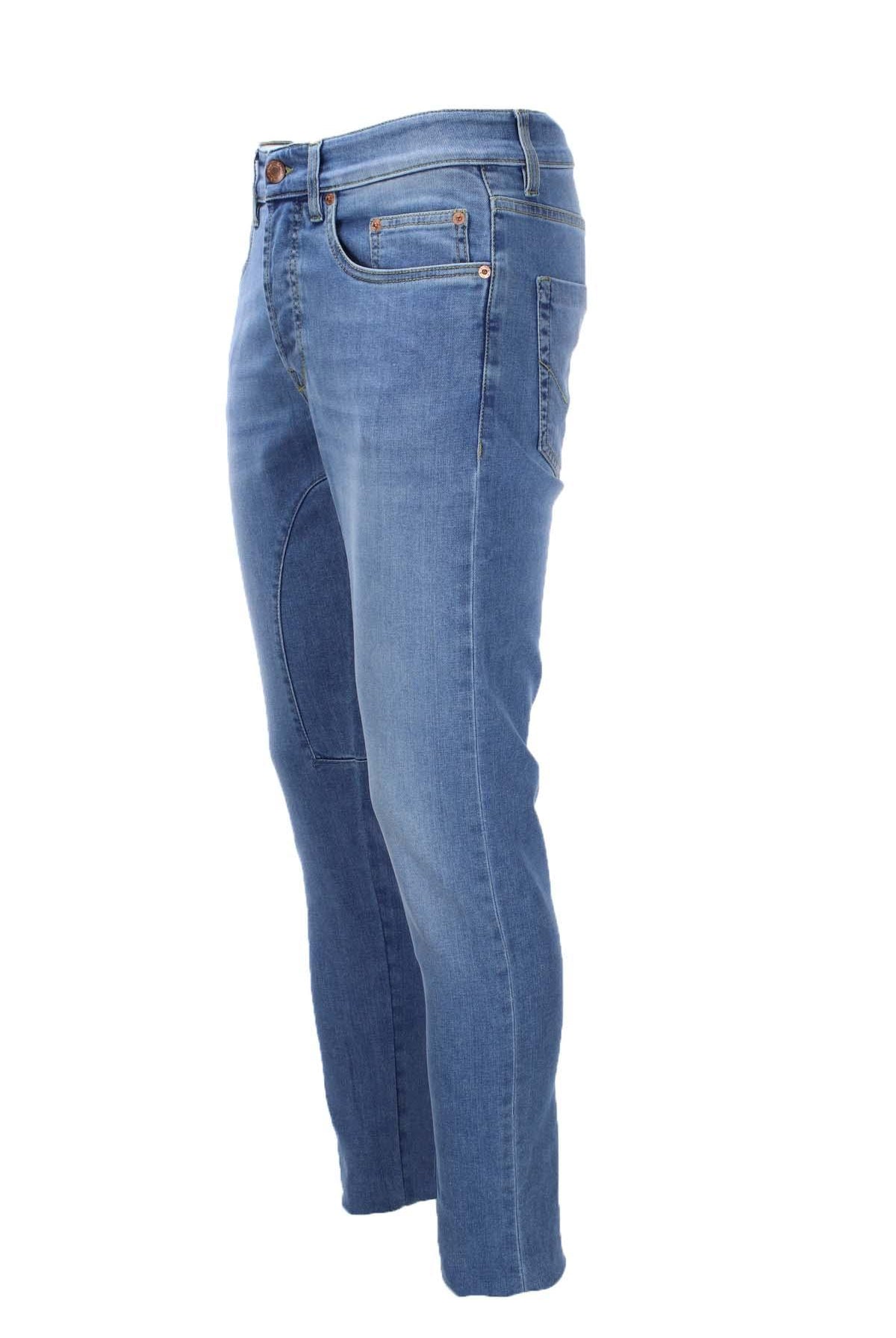 Jeans denim 5 tasche con toppe in tinta