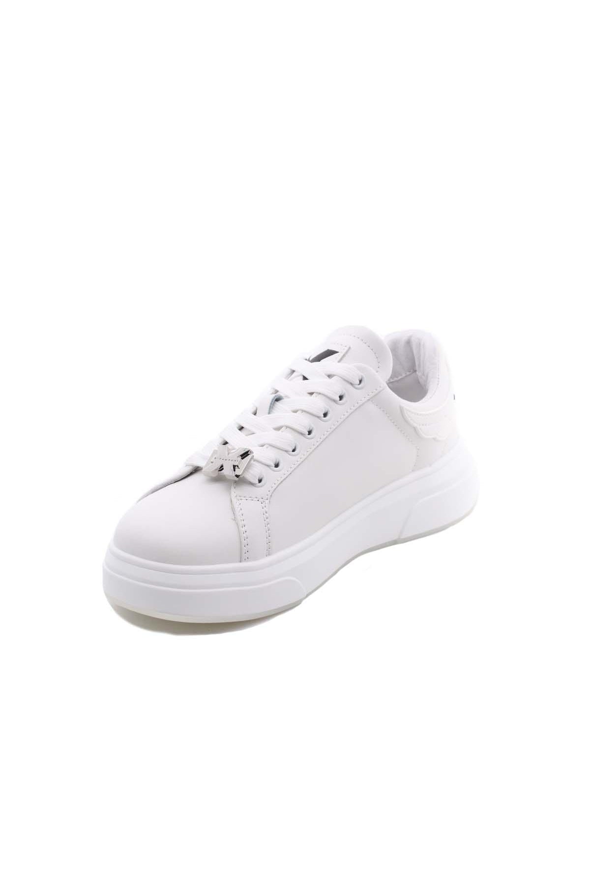 Sneaker in pelle liscia all white con logo