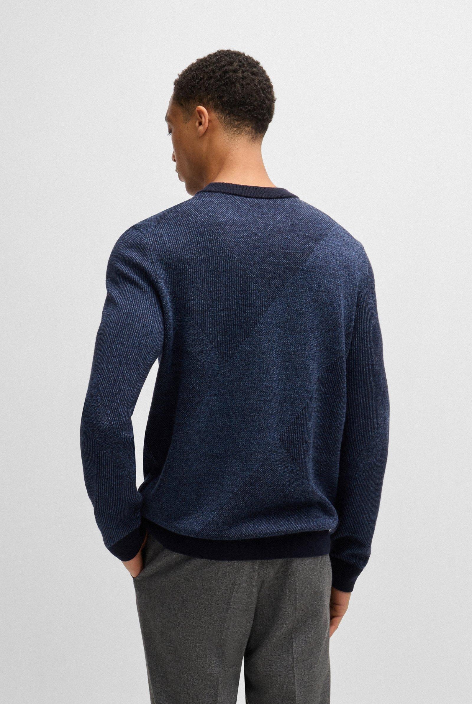 Maglia girocollo in lana jacquard bicolore