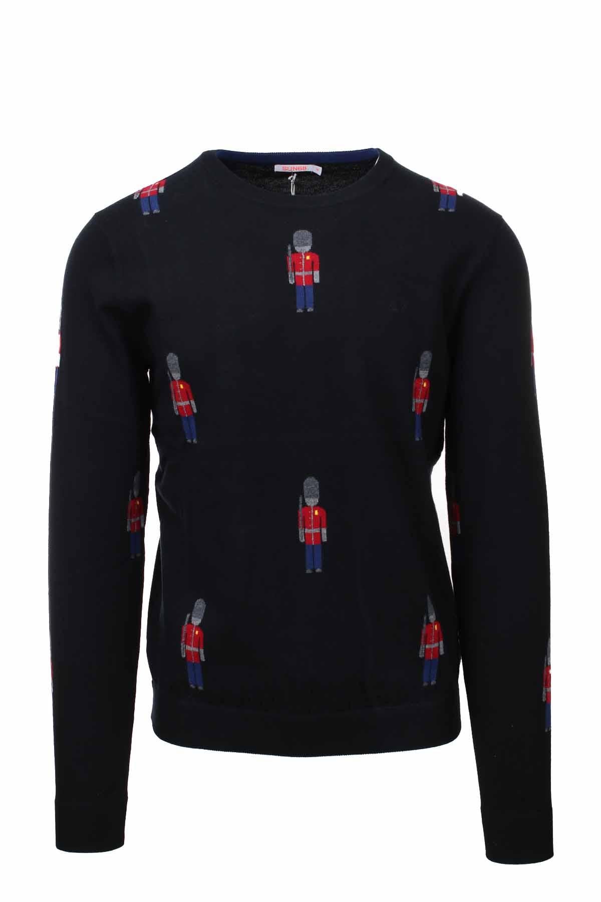 Maglia girocollo in lana fantasia soldatini