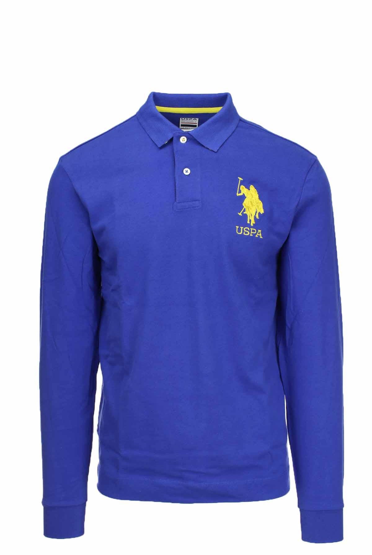 Polo manica lunga in jersey unito maxi logo