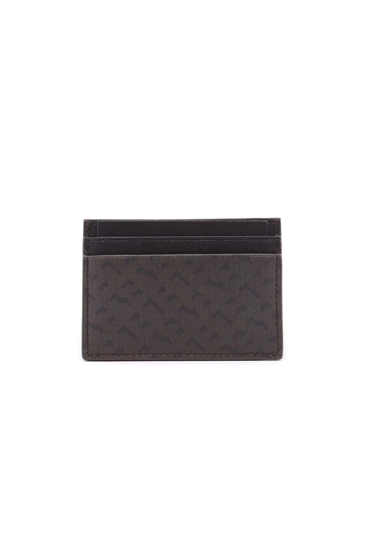 Porta carte di credito in pelle con monogramma Boss