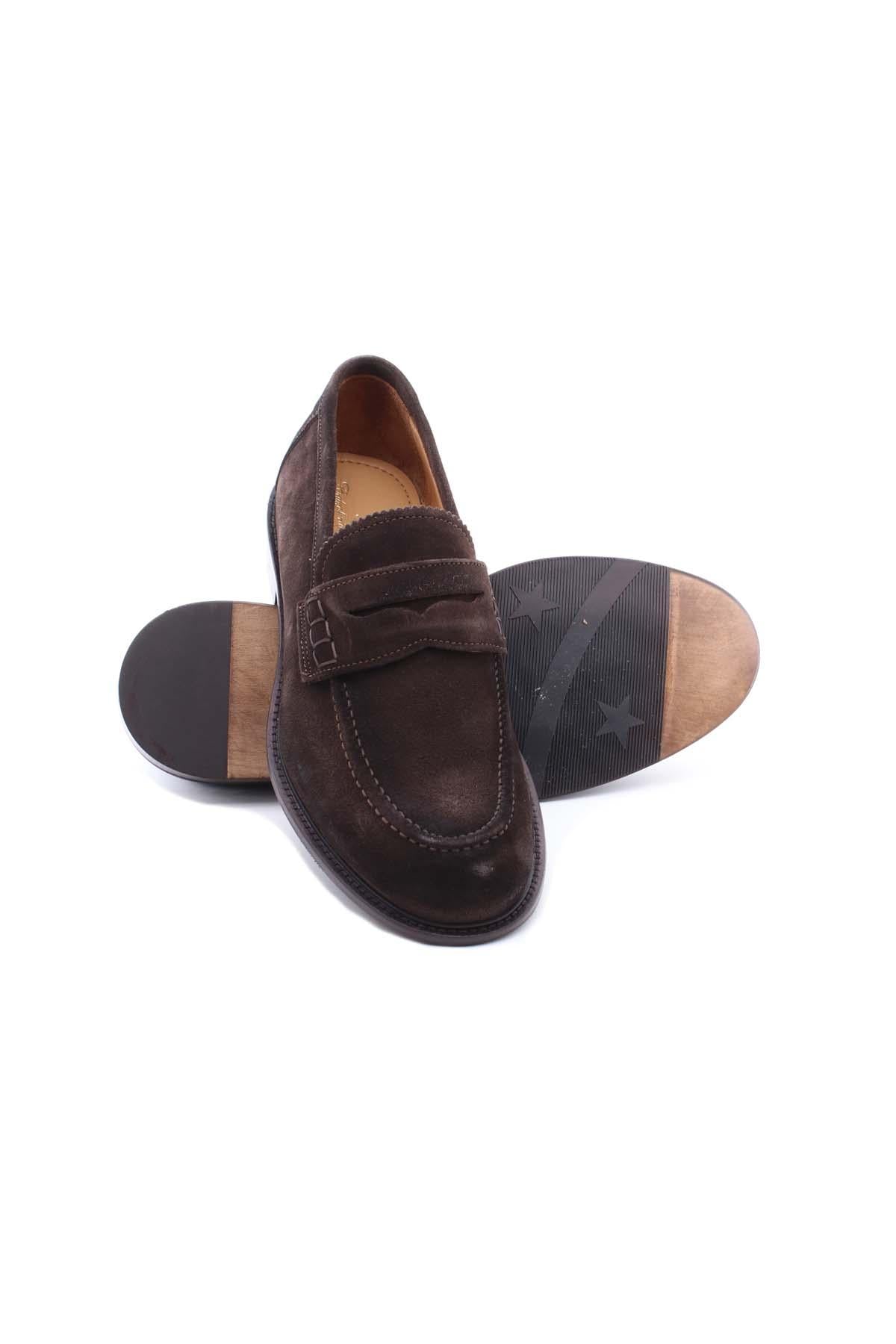 Mocassini in camoscio con fondo cuoio e gomma