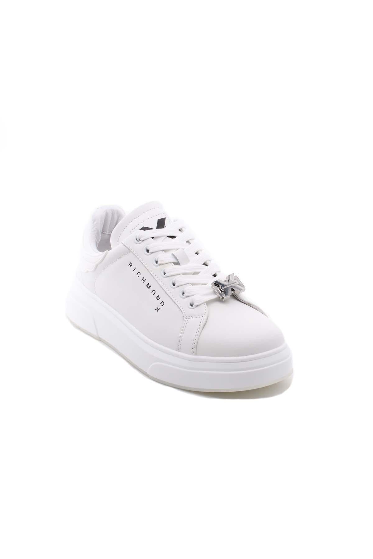 Sneaker in pelle liscia all white con logo