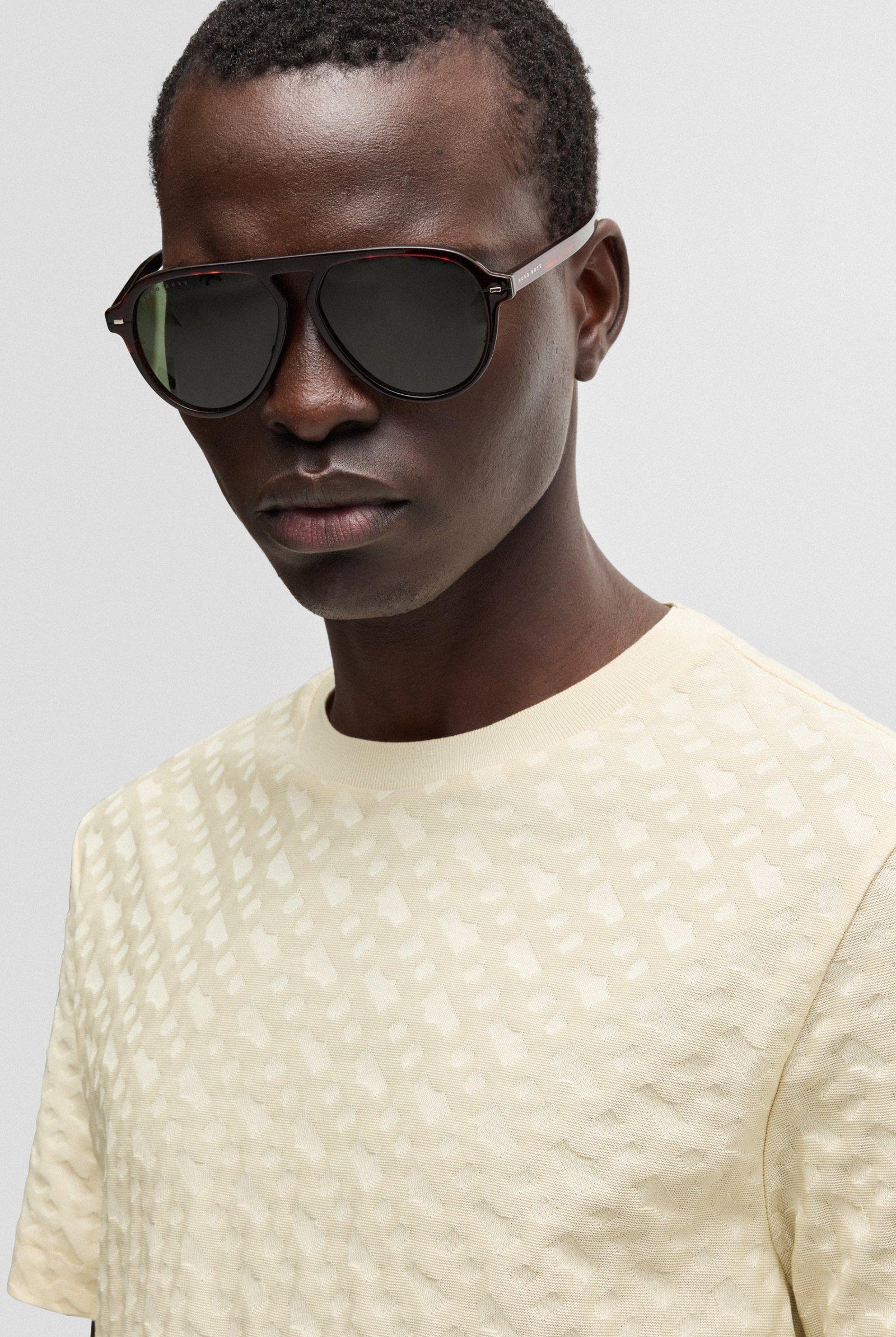 Tshirt mezza manica in cotone con monogrammi Boss