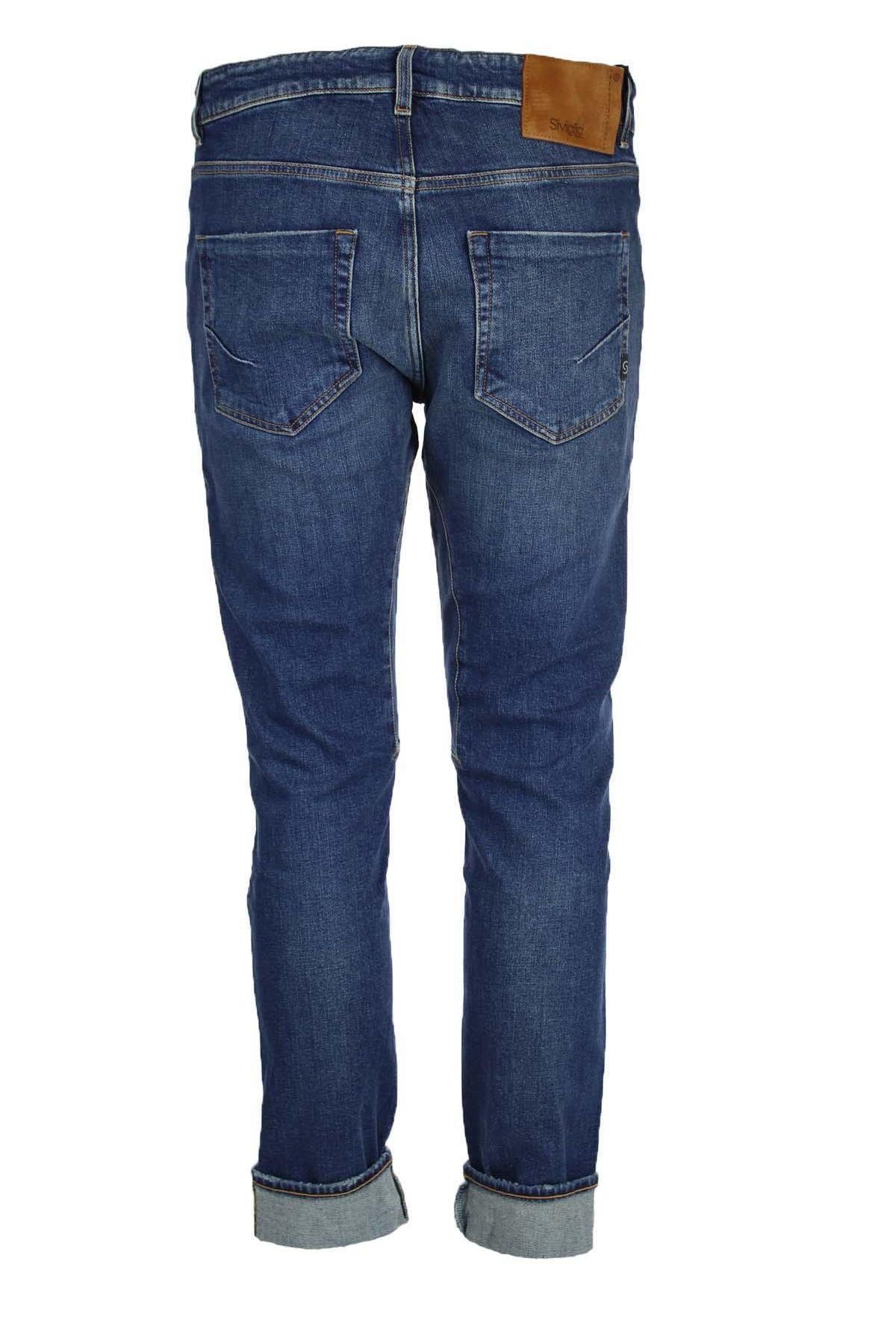Jeans denim 5 tasche con toppe