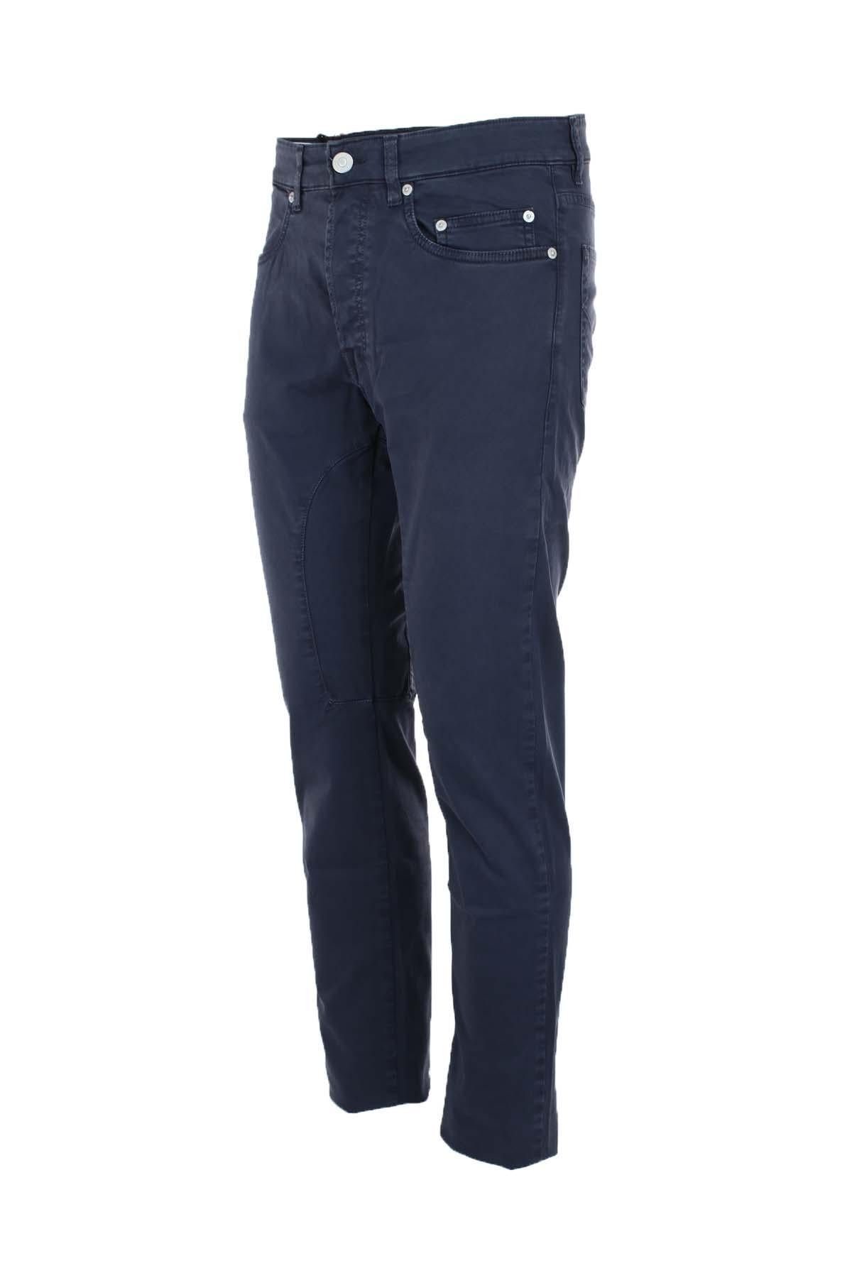 Pantalone 5 tasche in cotone leggero con toppe