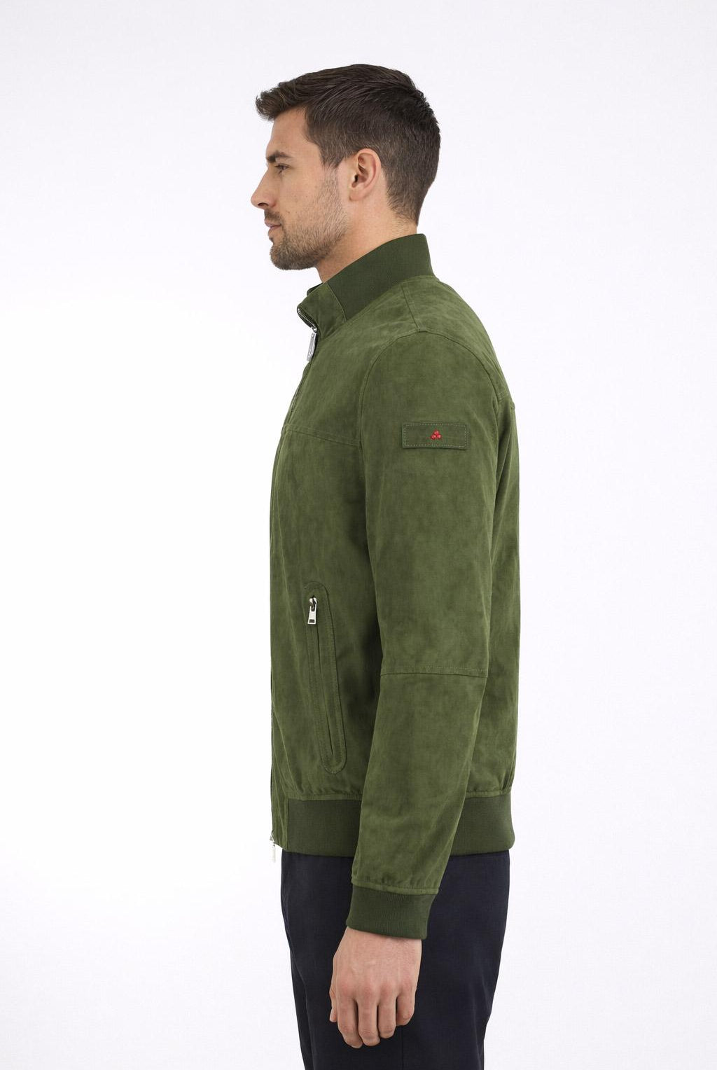 Giubbotto Uomo Sands in Suede Collo Alto Zip Argento