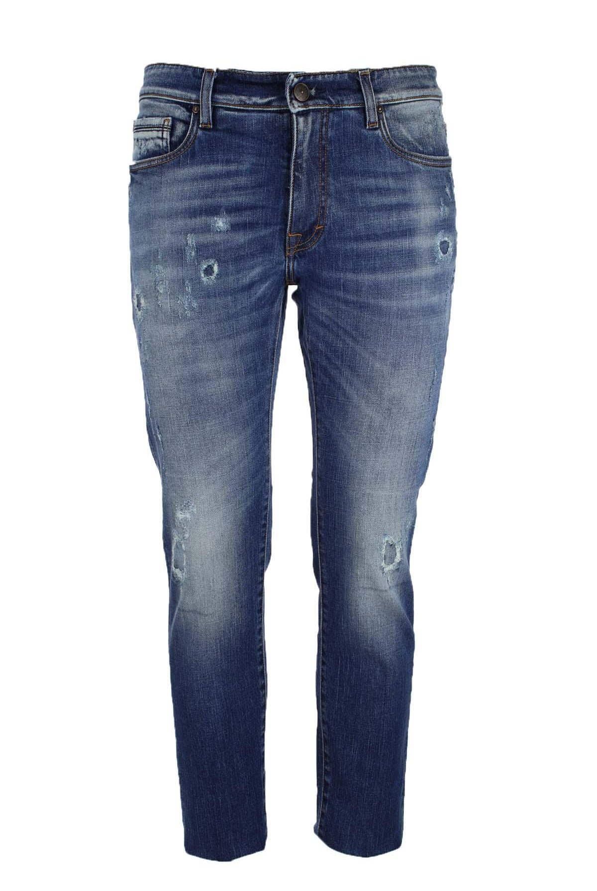 Jeans denim 5 tasche con rotture
