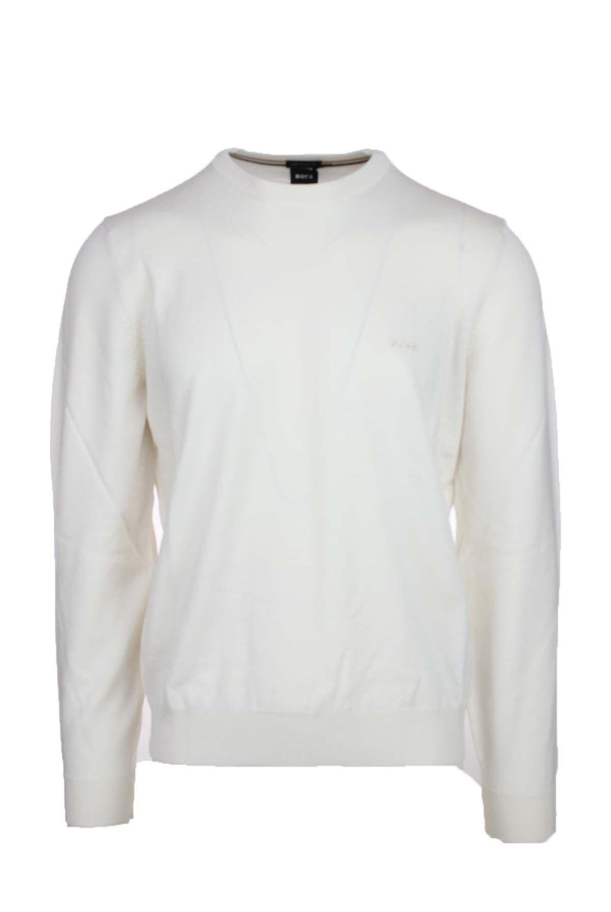 Maglia girocollo in lana con logo BOSS