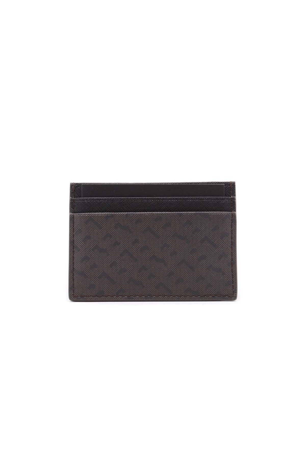 Porta carte di credito in pelle con monogramma Boss