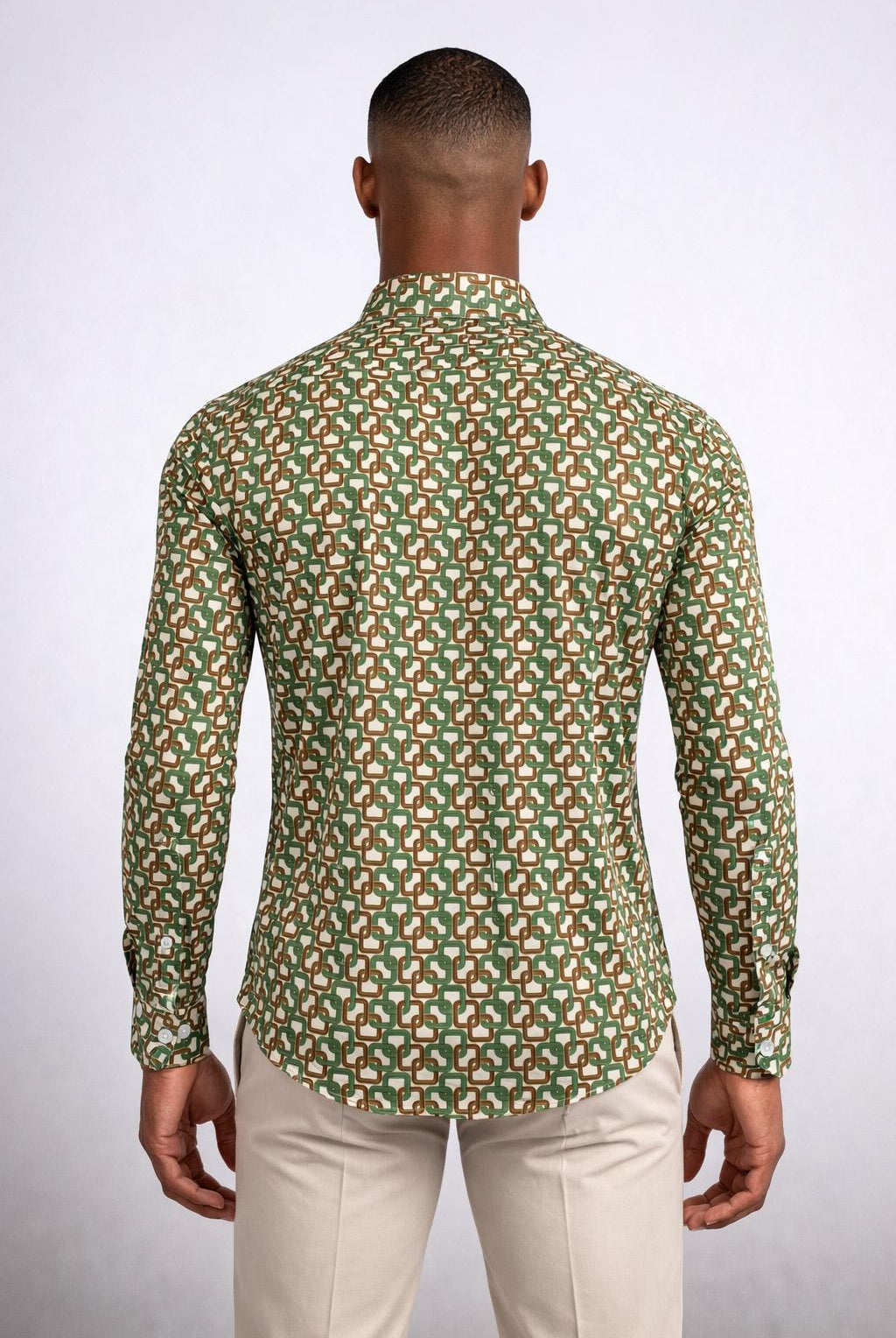 Camicia uomo fantasia geometrica slim fit in viscosa