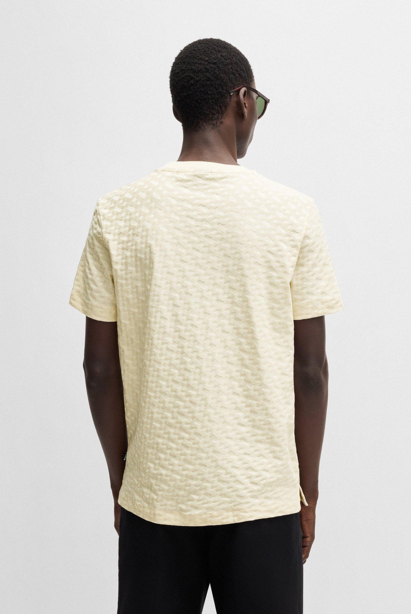 Tshirt mezza manica in cotone con monogrammi Boss