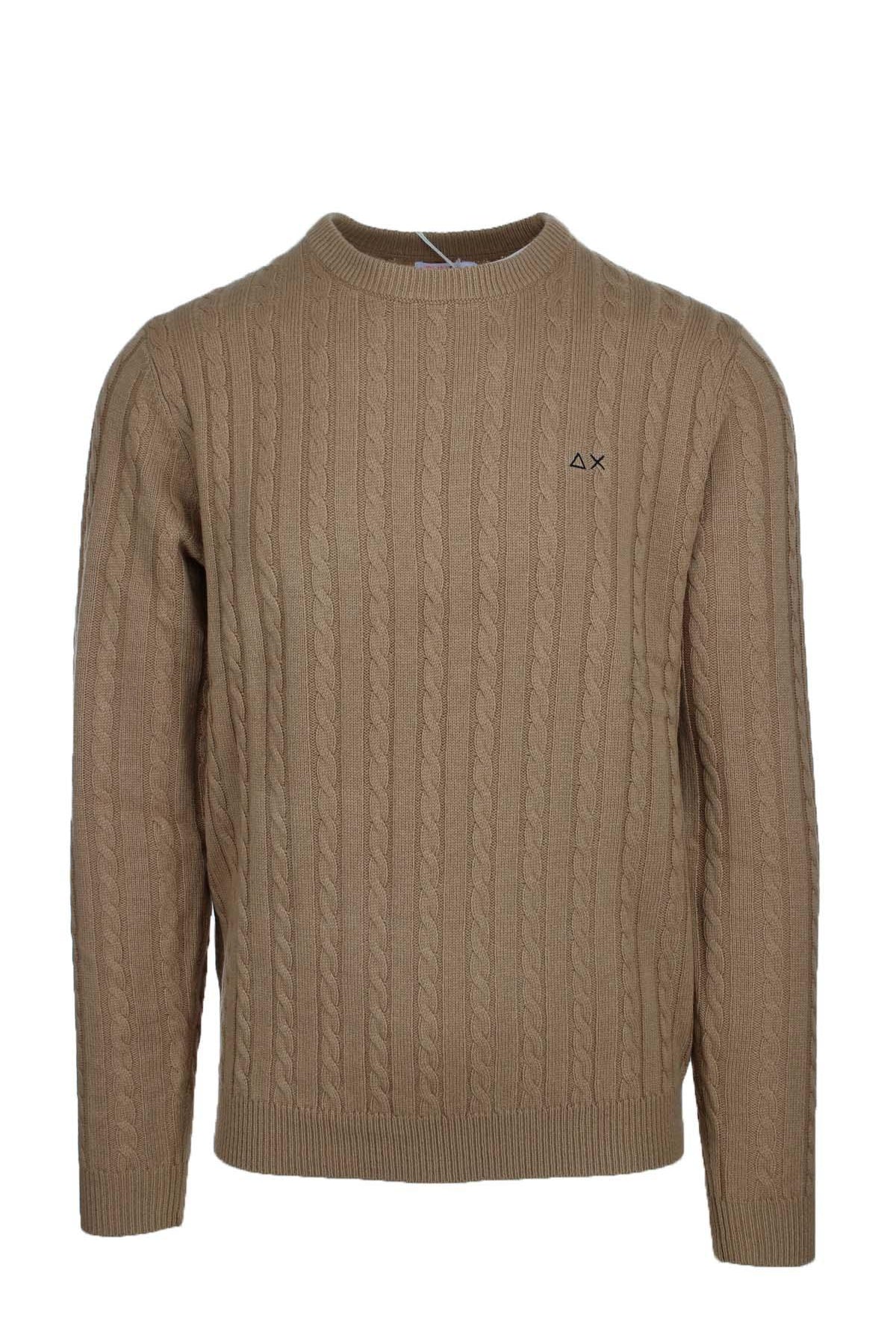 Maglia girocollo in lana a trecce