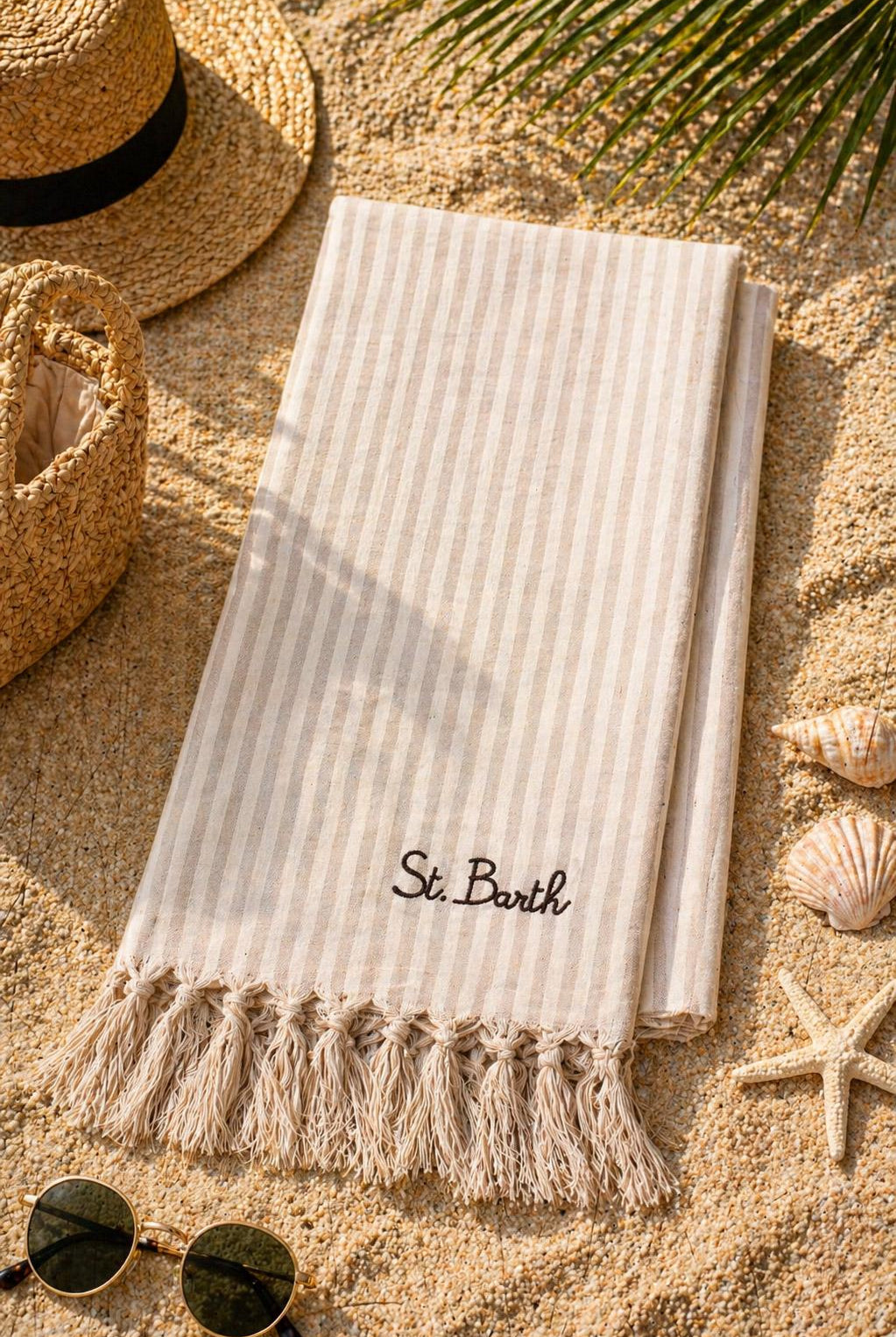 Telo Mare in Cotone a Righe con Frange