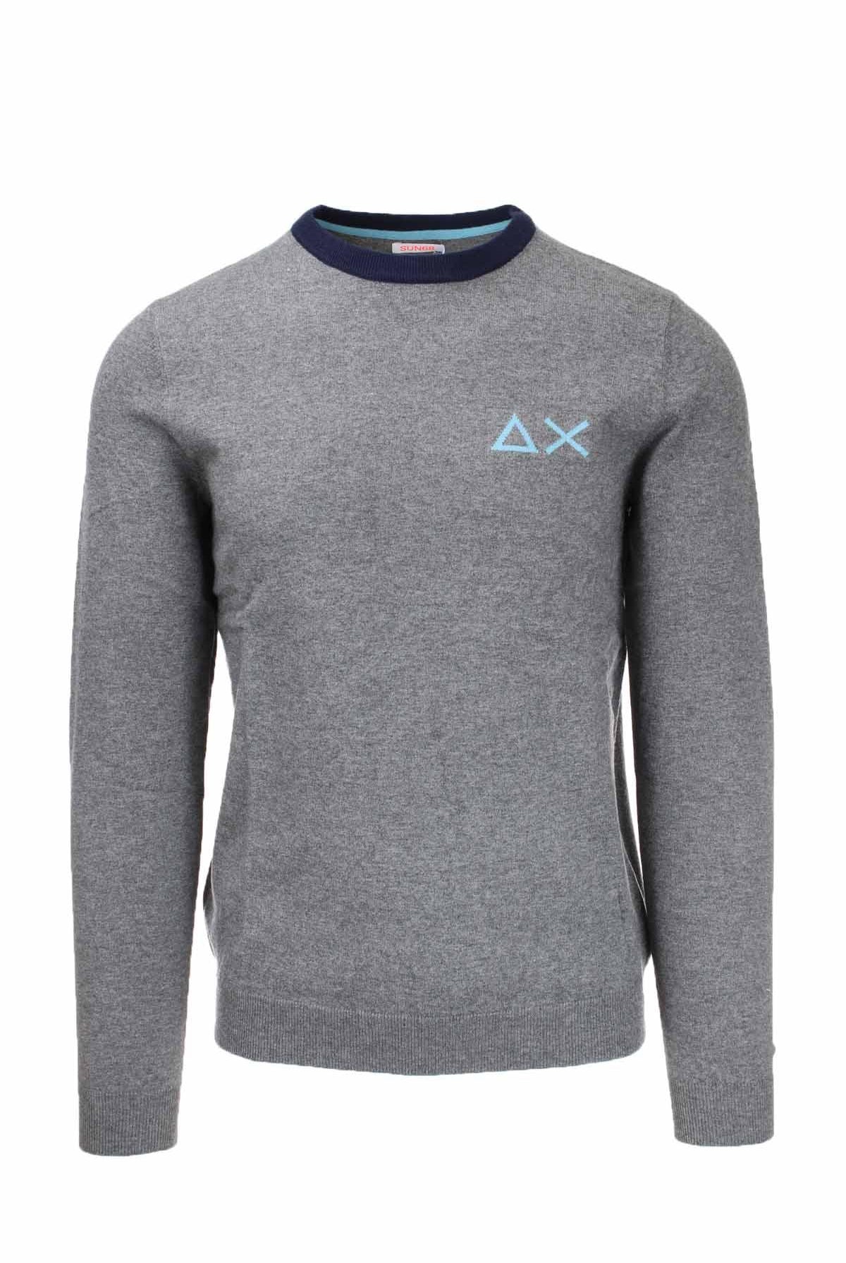 Pullover girocollo unito collo in contrasto