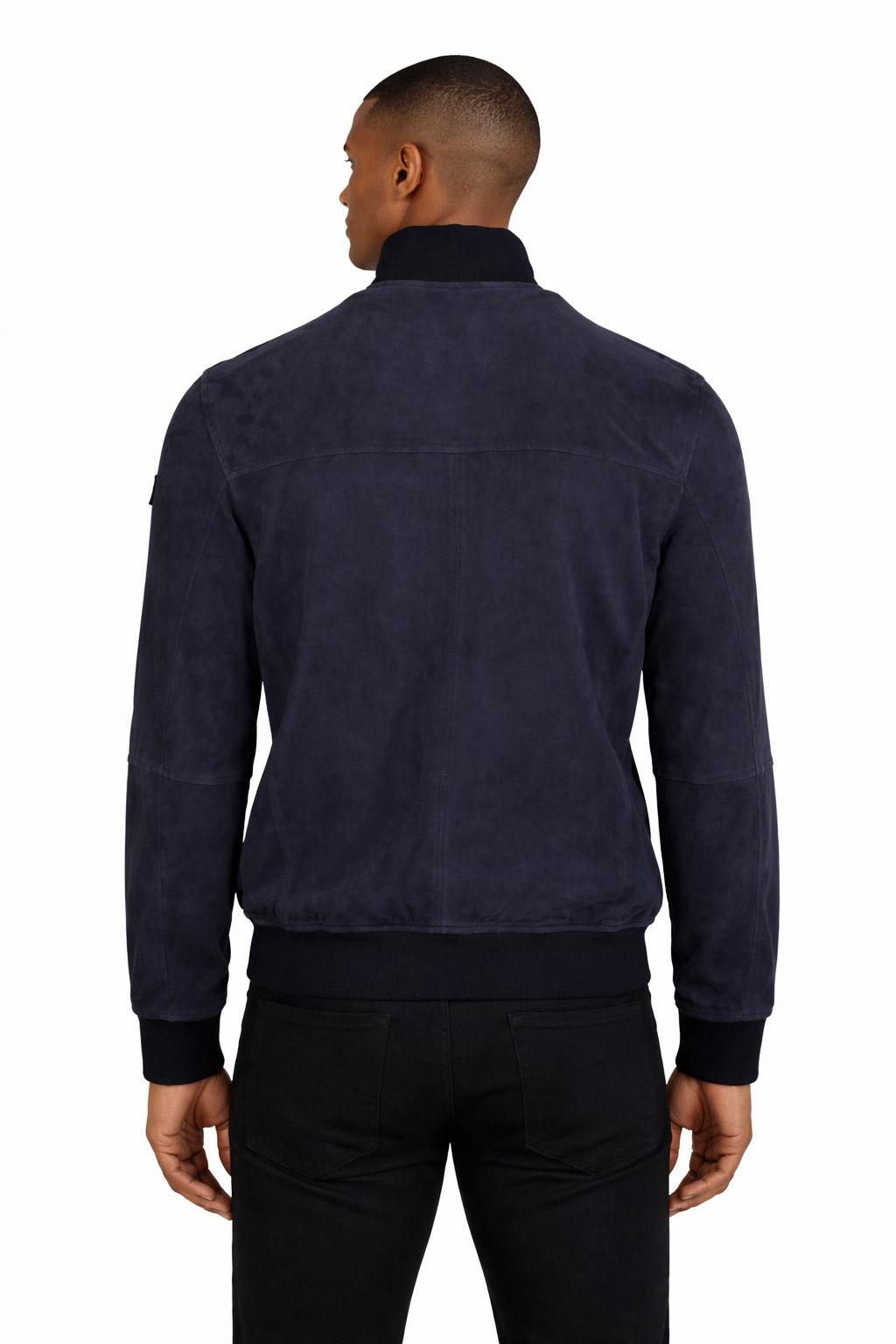Giubbotto Uomo Sands in Suede Collo Alto Zip Argento