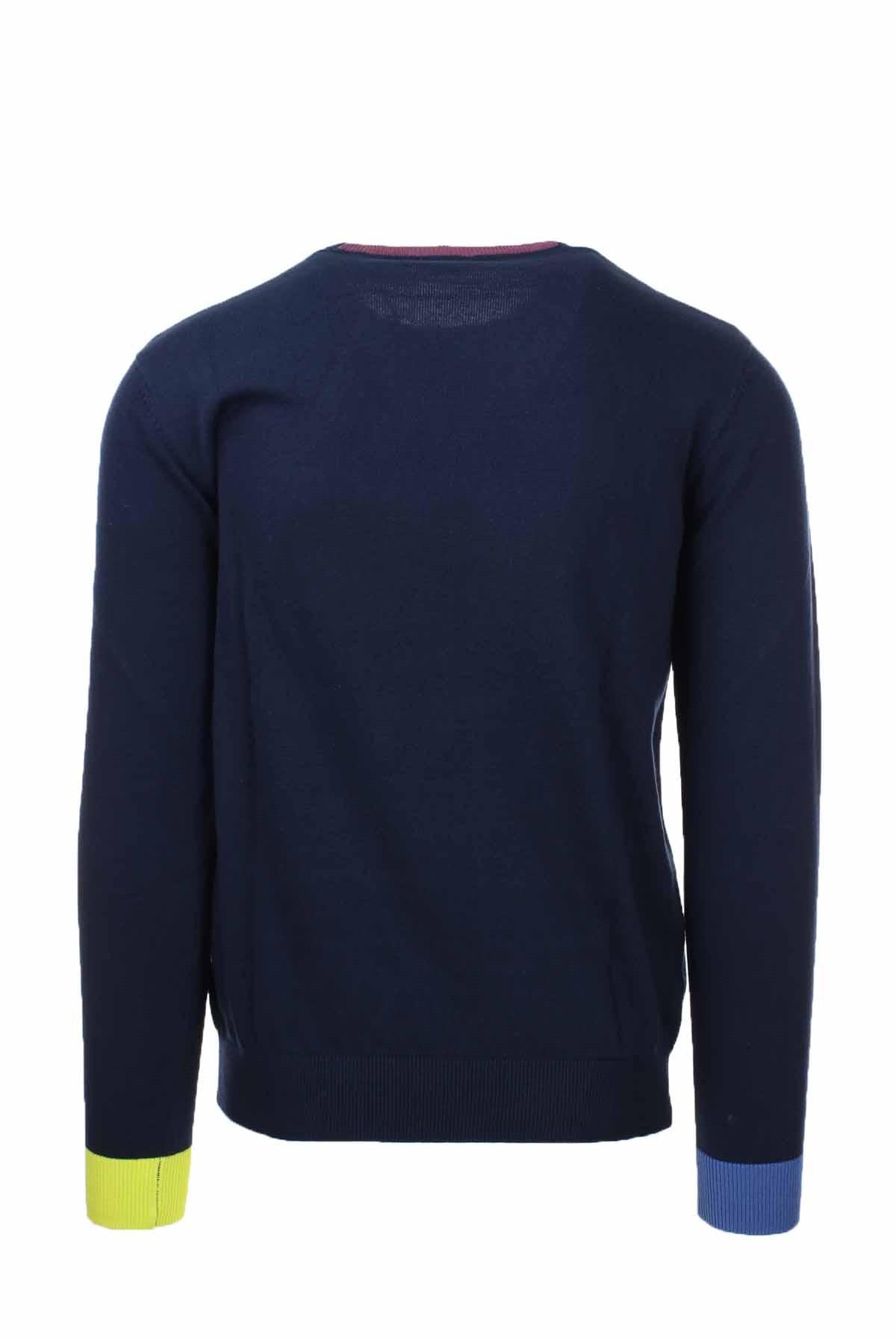 Maglia girocollo in cotone con contrasti.