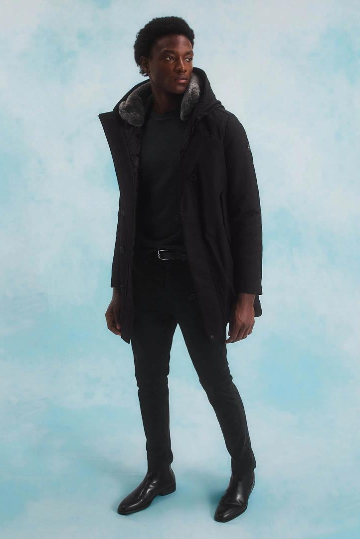 Parka con cappuccio e vera pelliccia