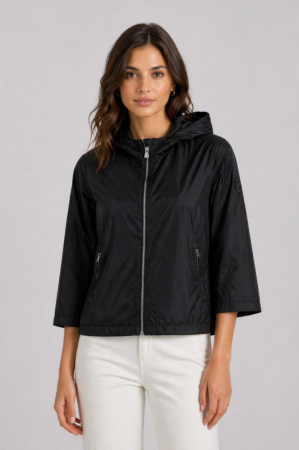Giacca Donna Corta manica 3/4 con Cappuccio in Nylon