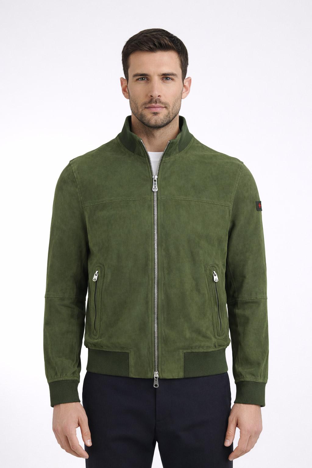 Giubbotto Uomo Sands in Suede Collo Alto Zip Argento