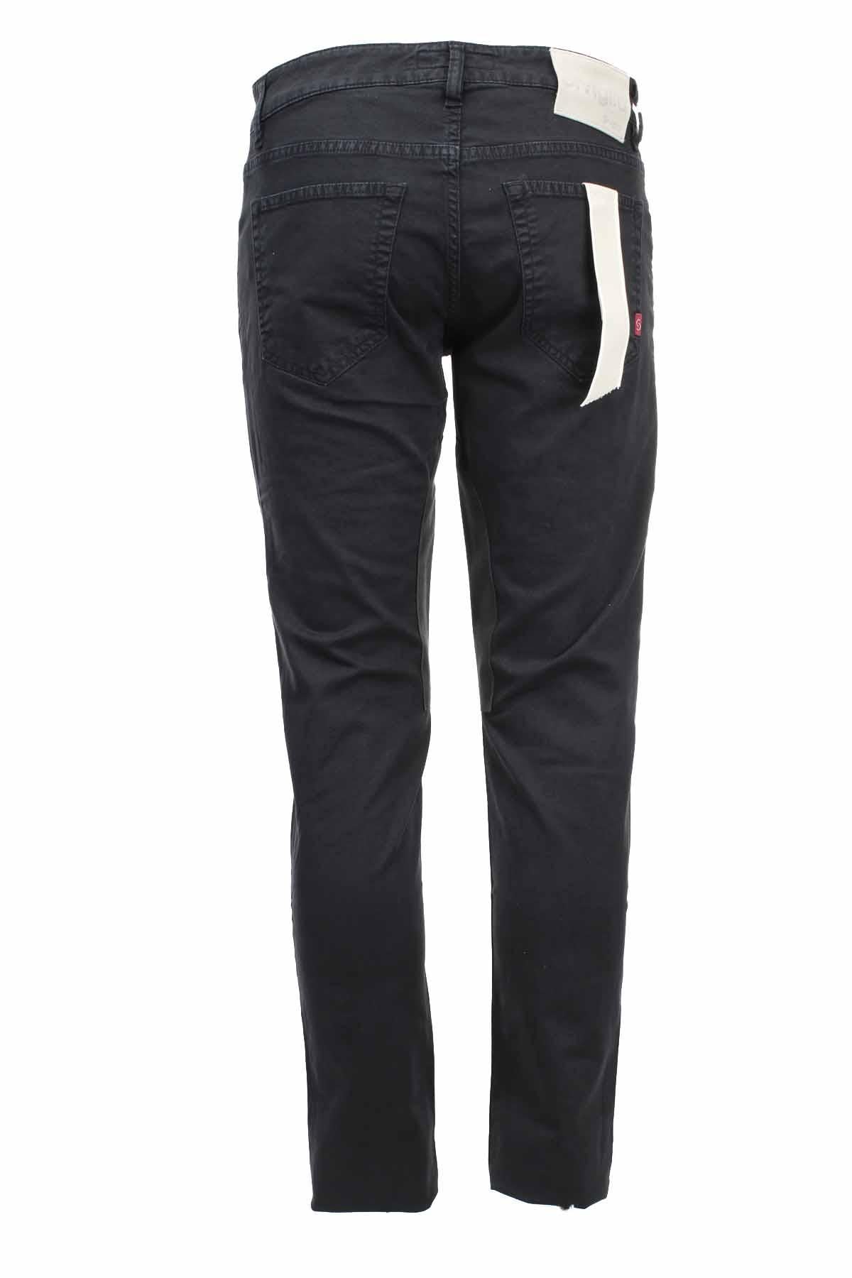 Pantalone 5 tasche con toppe in alcantara