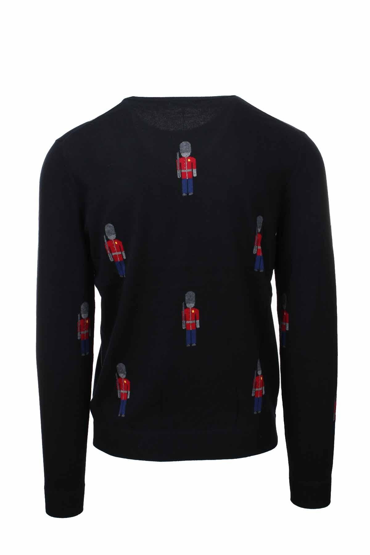 Maglia girocollo in lana fantasia soldatini