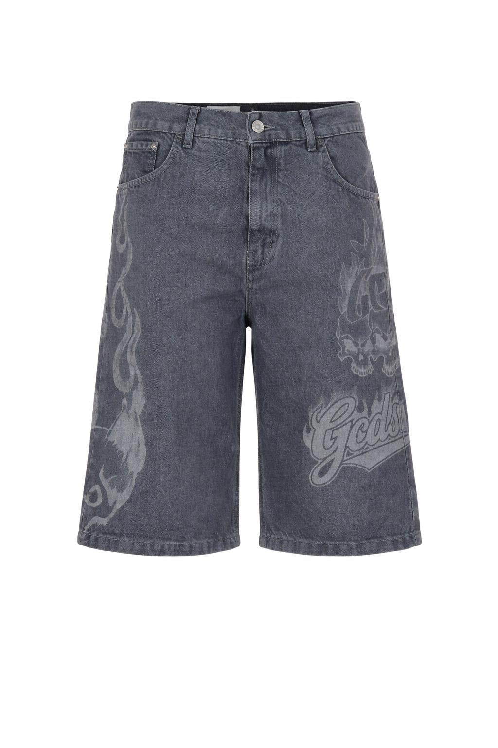 Bermuda Uomo Denim con Stampa e Logo