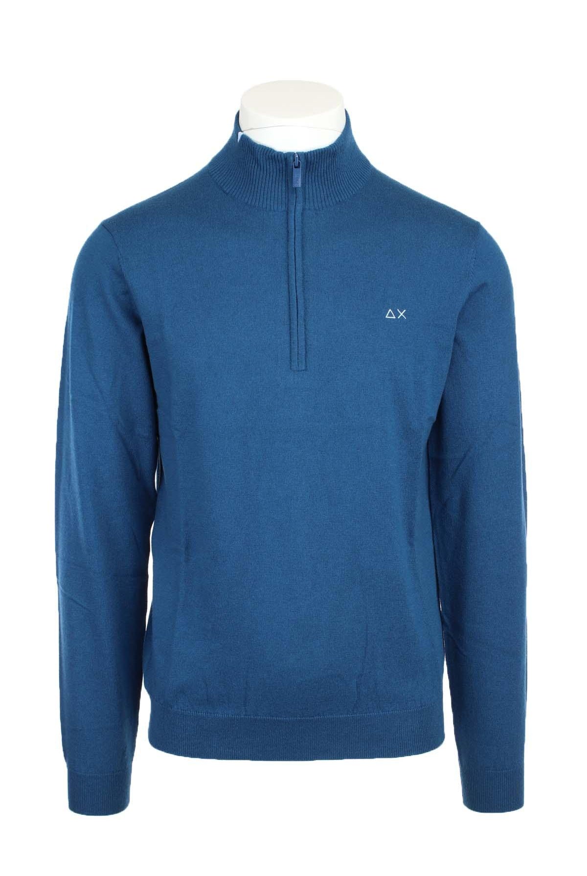 Maglia pullover lupo zip in lana cotone