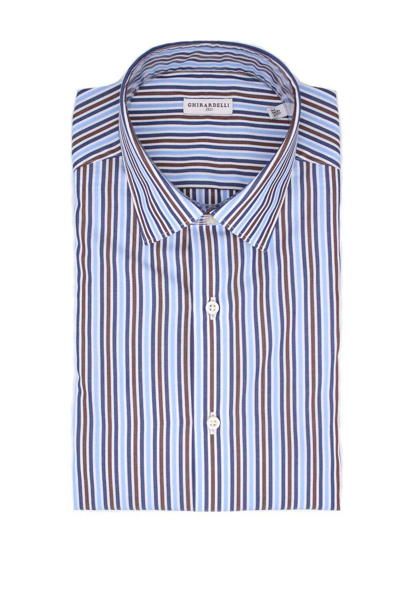 Camicia manica lunga in cotone a righe multicolor