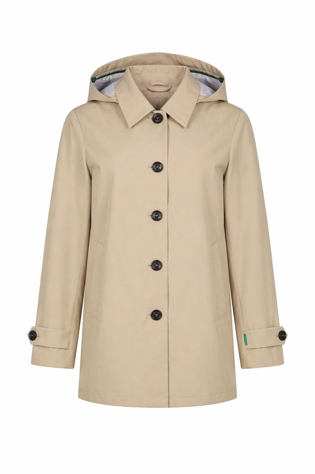 Caban Donna con Cappuccio in Tessuto Tecnico