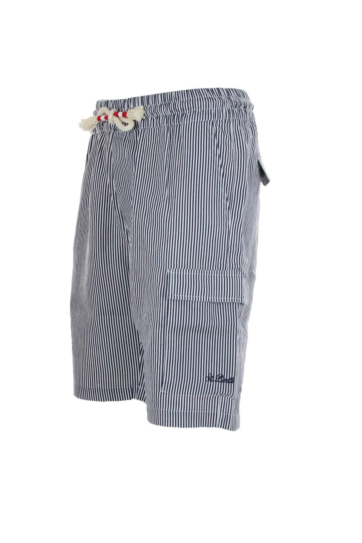 Bermuda in lino a righe con coulisse