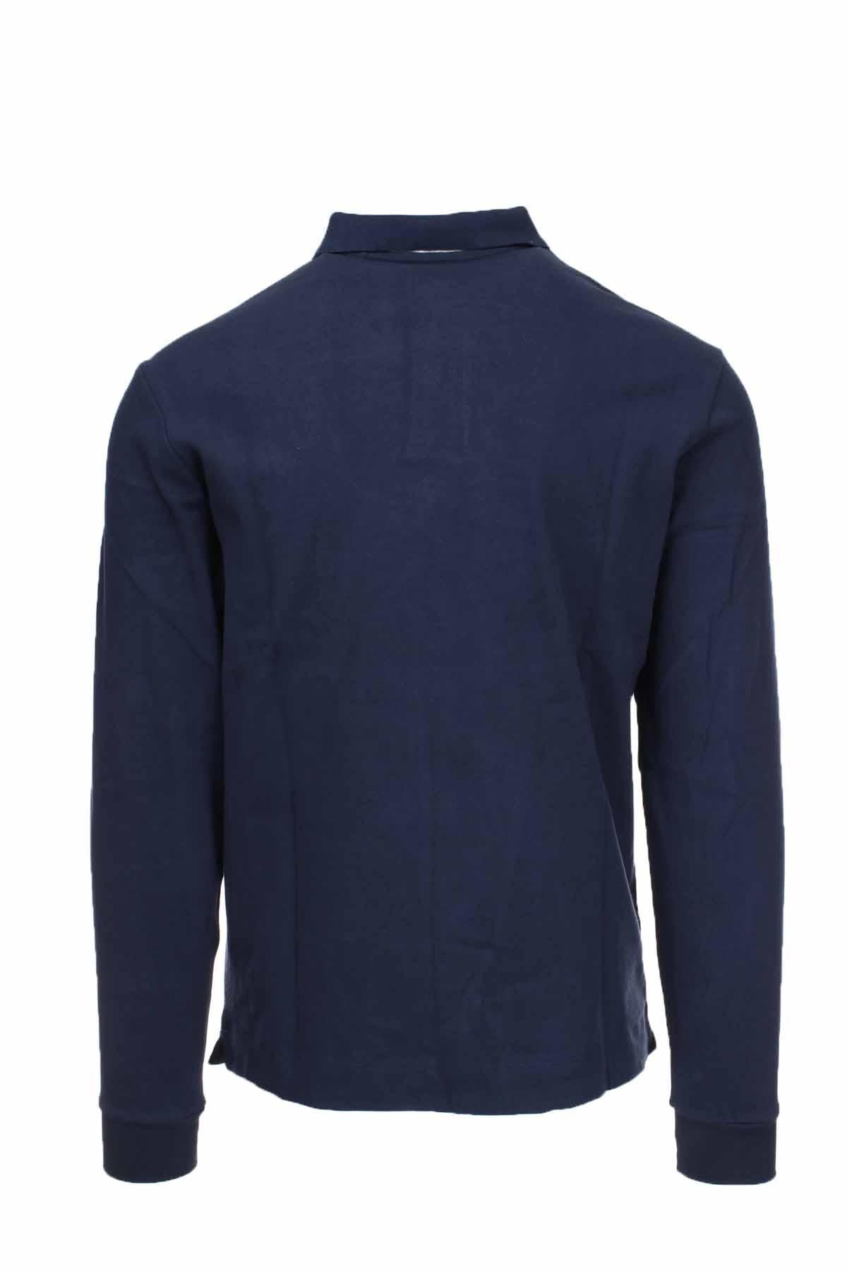 Polo manica lunga in jersey unito maxi logo