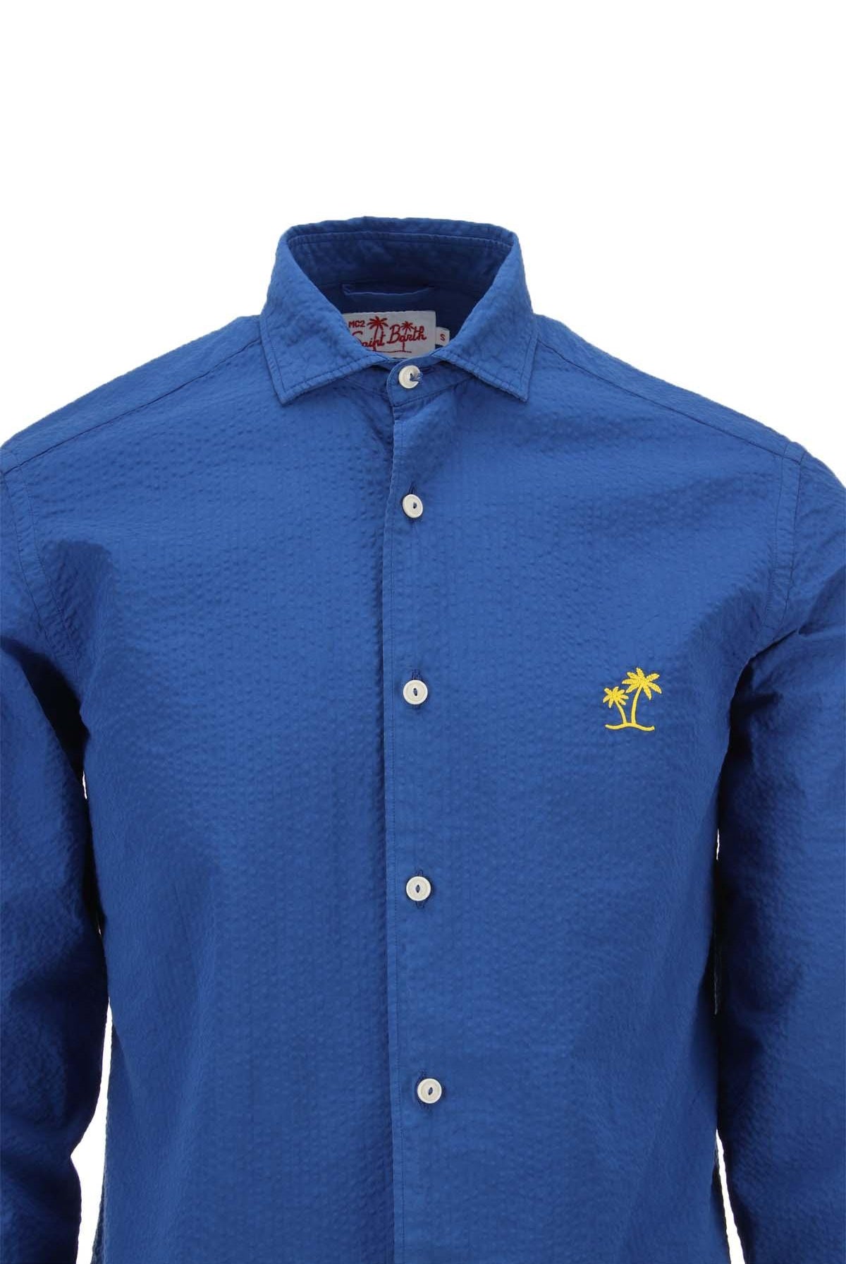 Camicia a righe in cotone seersucker