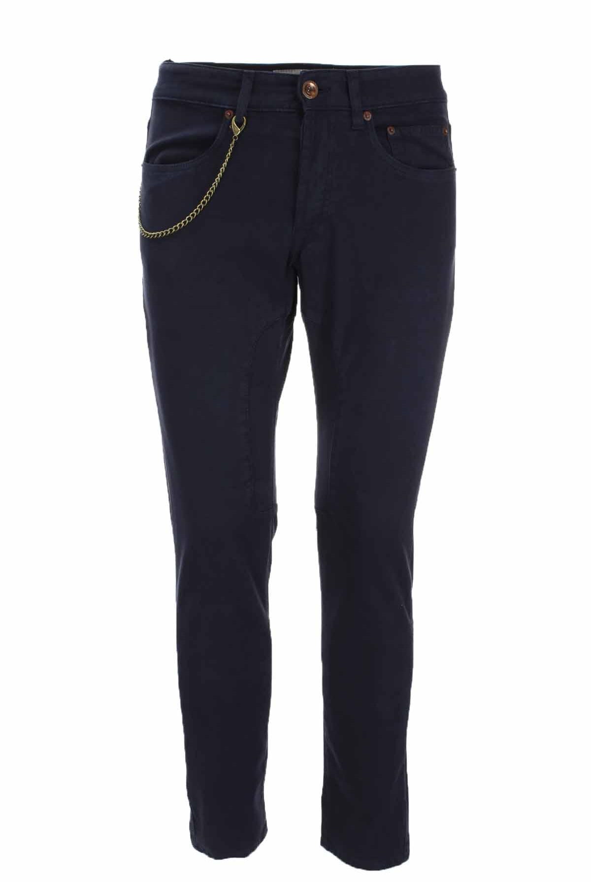 Pantalone 5 tasche in cotone con toppa