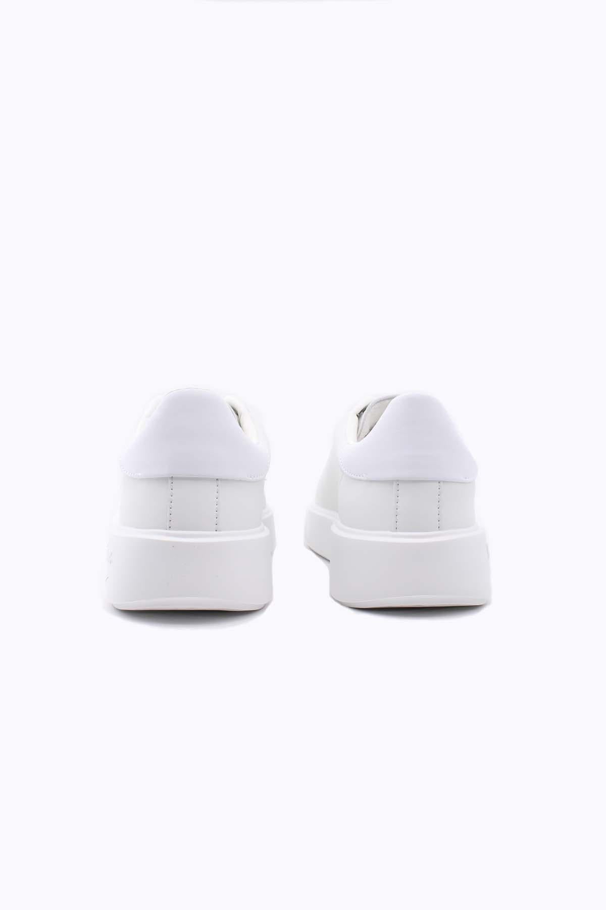 Scarpe Sneaker in pelle con scudetto Buck01 total white
