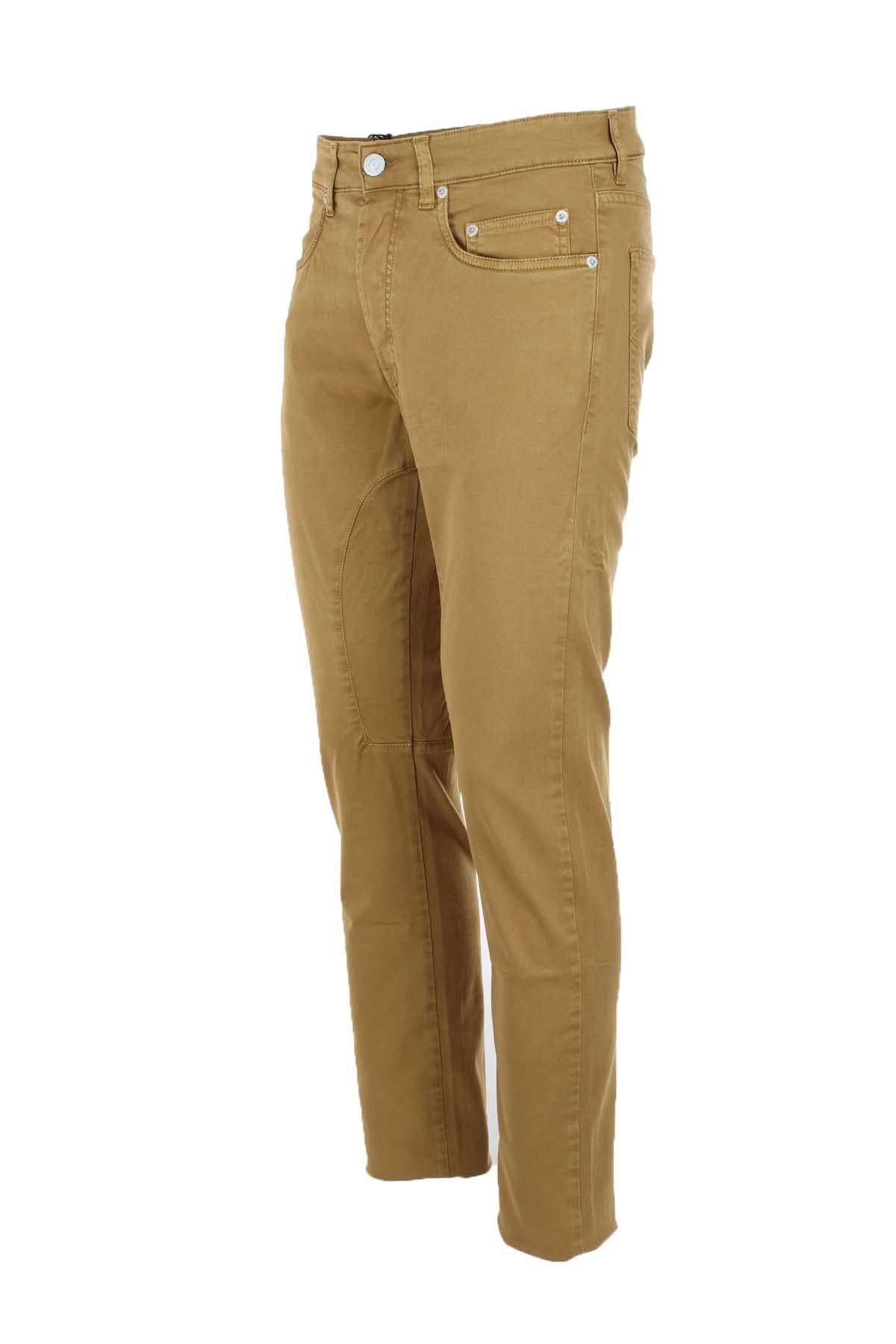 Pantalone 5 tasche in cotone leggero con toppe