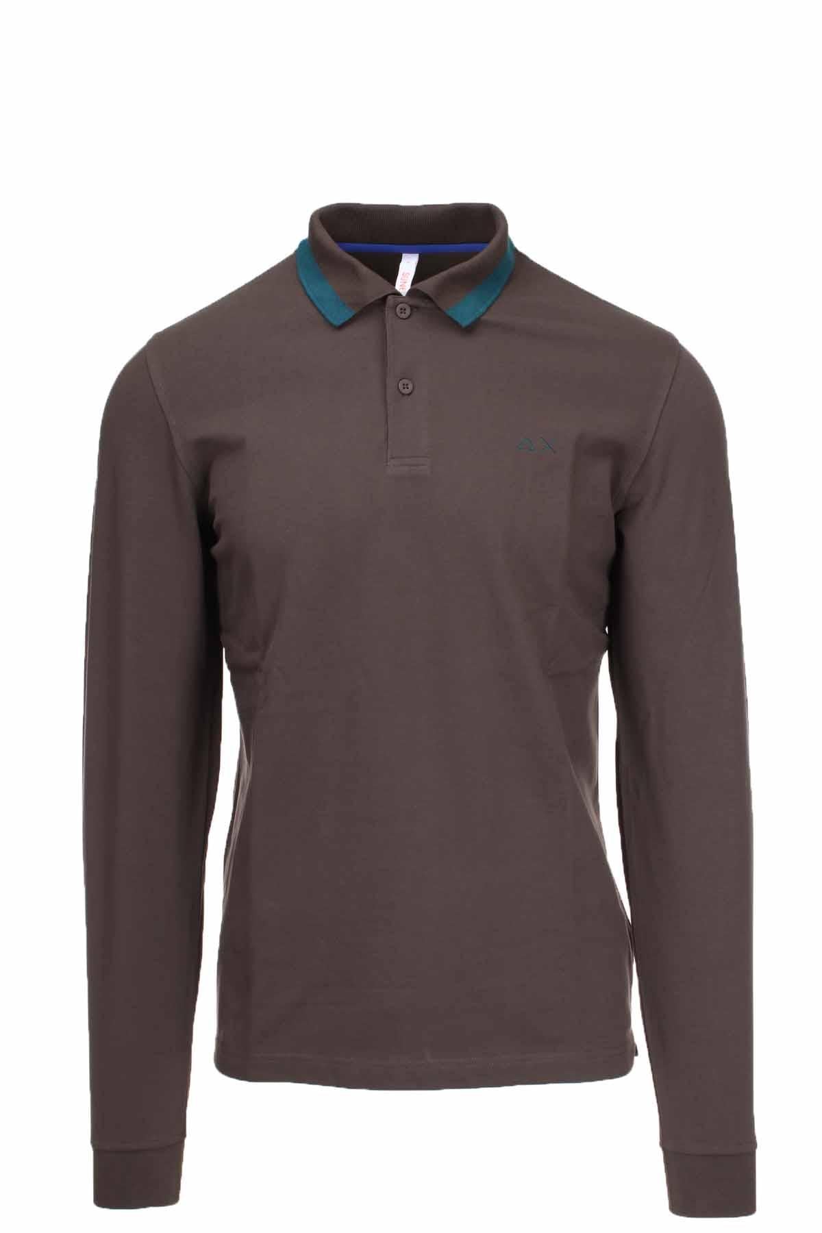 Polo manica lunga in piquet con toppe