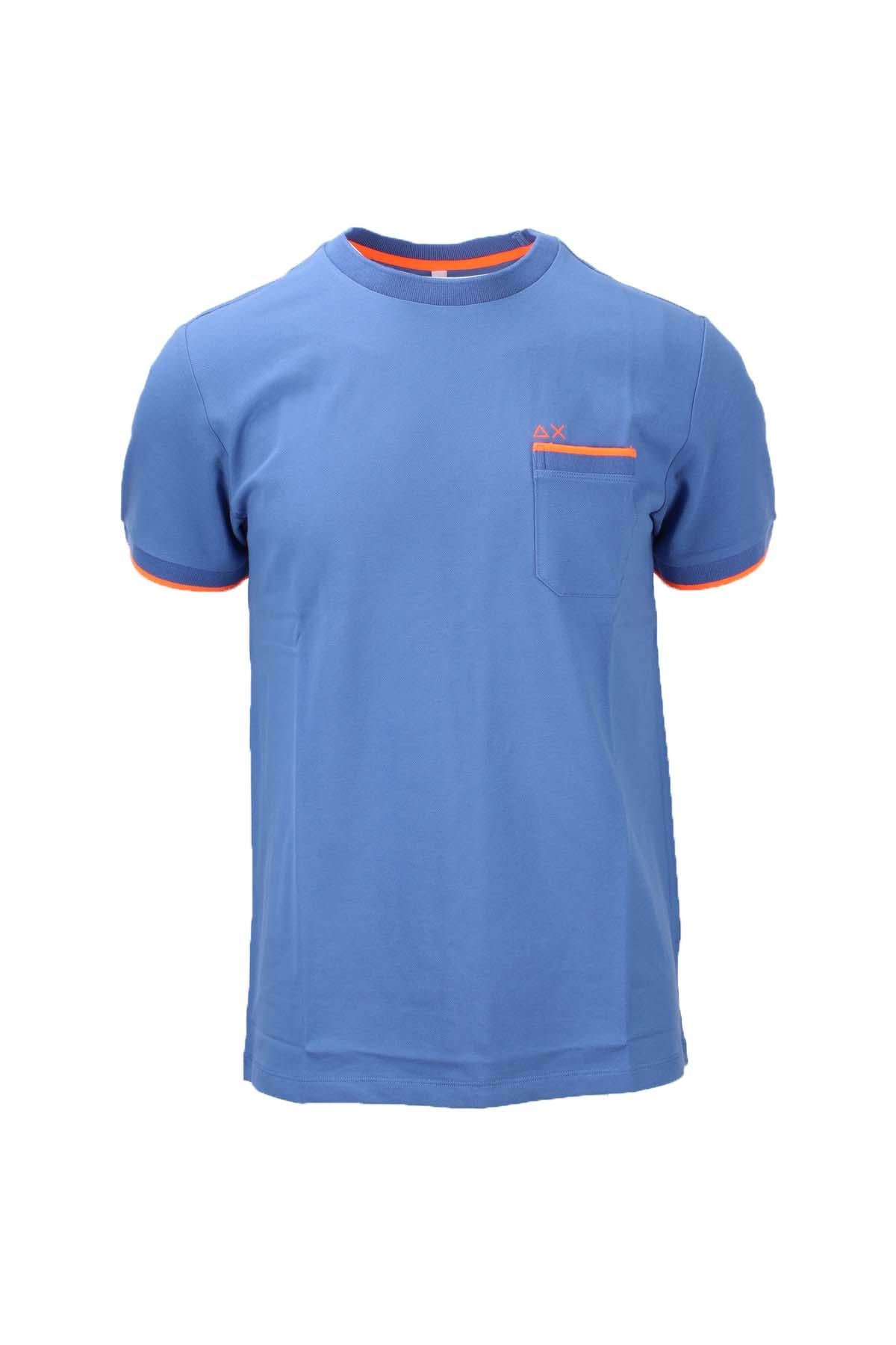 T-Shirt con taschino in cotone piquet dettagli fluo