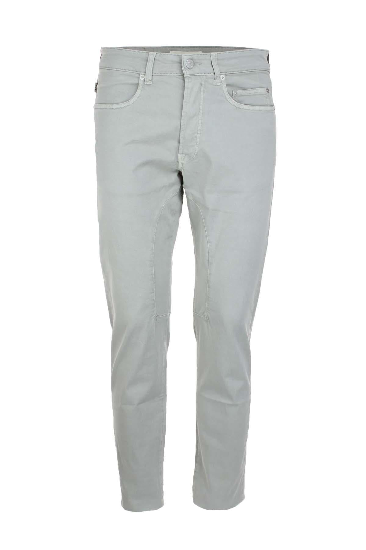 Pantalone 5 tasche in cotone leggero con toppe